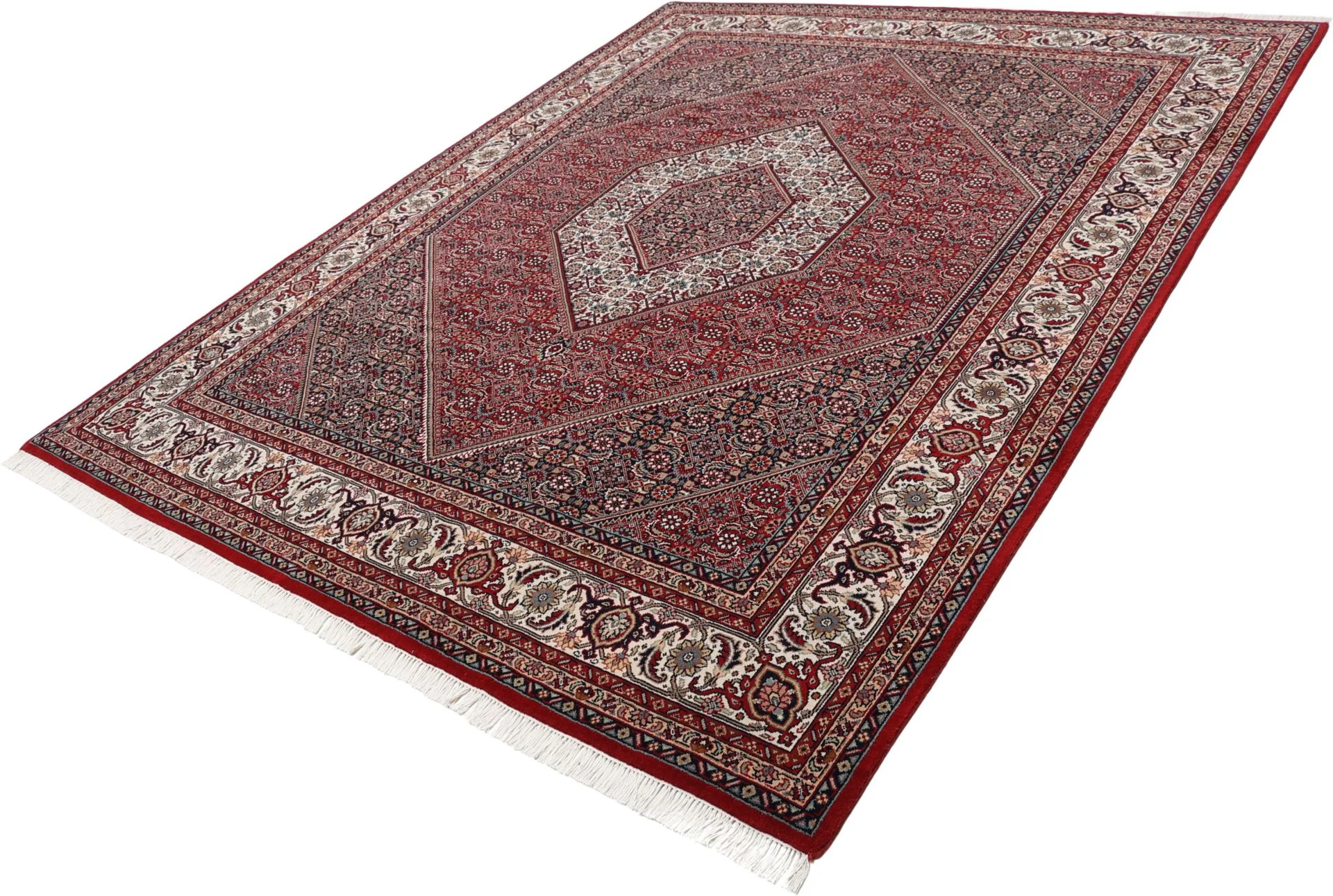 Hand-Knotted Wool Bijar Indian Rug, 243 × 299 cm