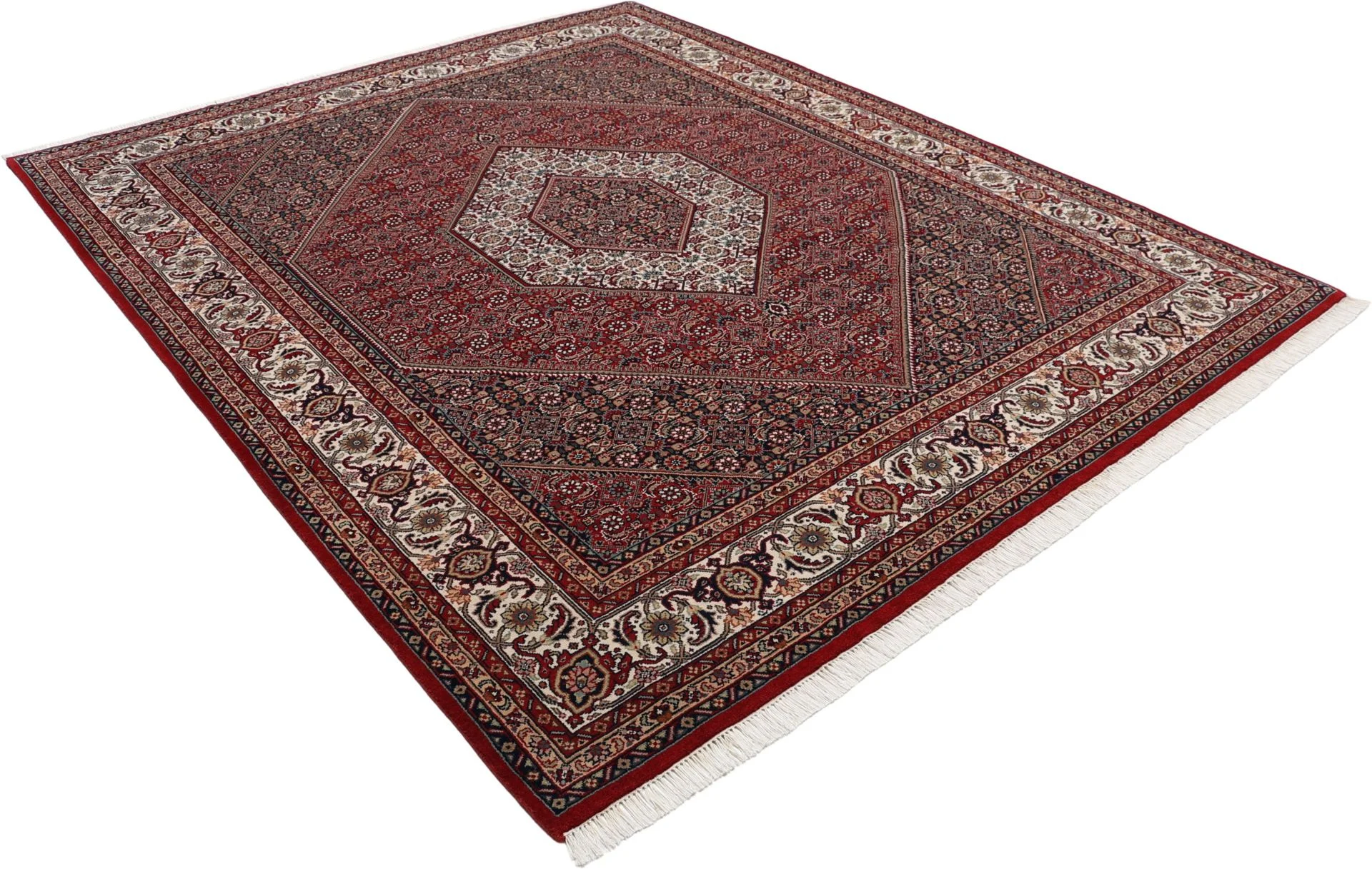 Hand-Knotted Wool Bijar Indian Rug, 243 × 299 cm