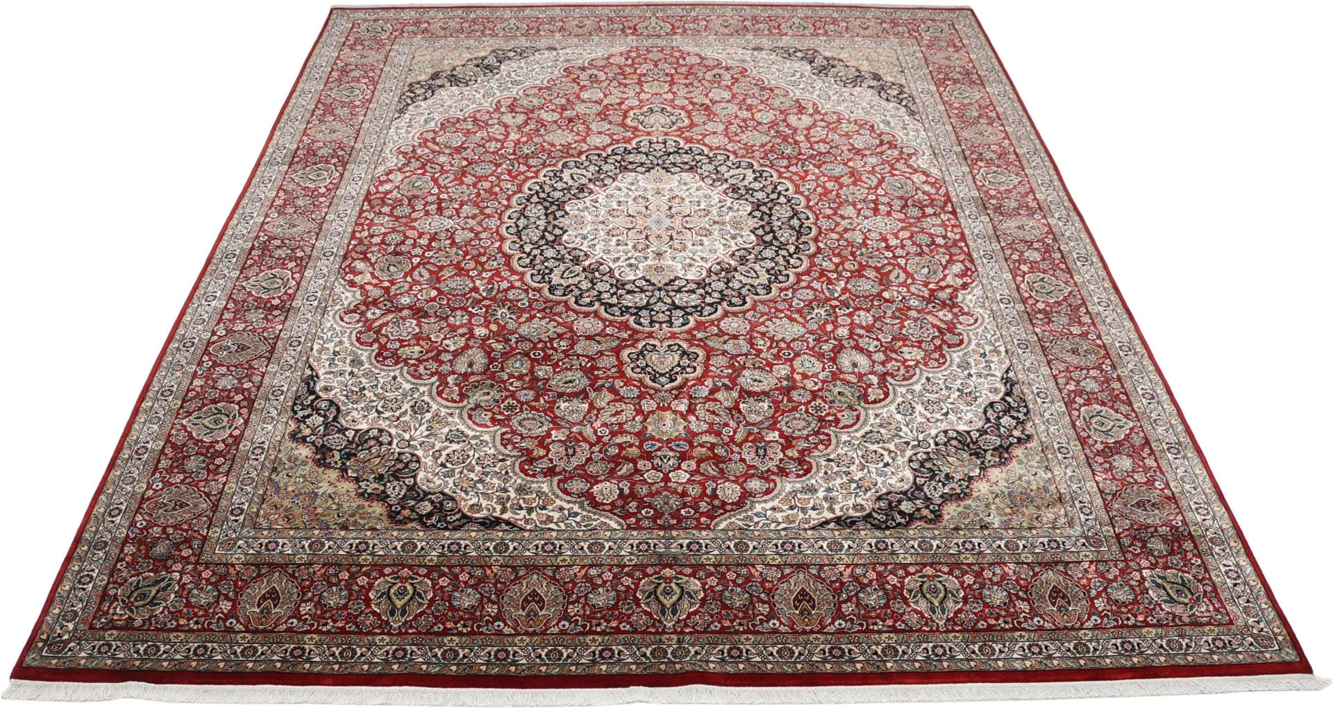 Indian Rug 245 × 305 cm, Wool & Silk, hand-knotted