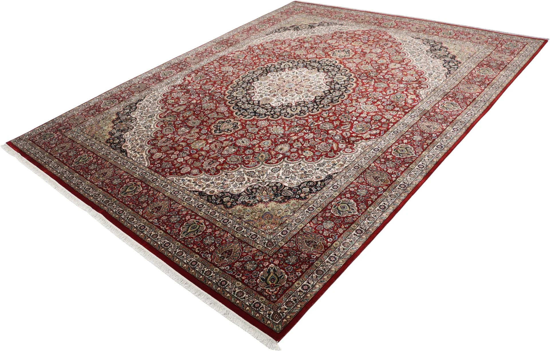 Indian Rug 245 × 305 cm, Wool & Silk, hand-knotted