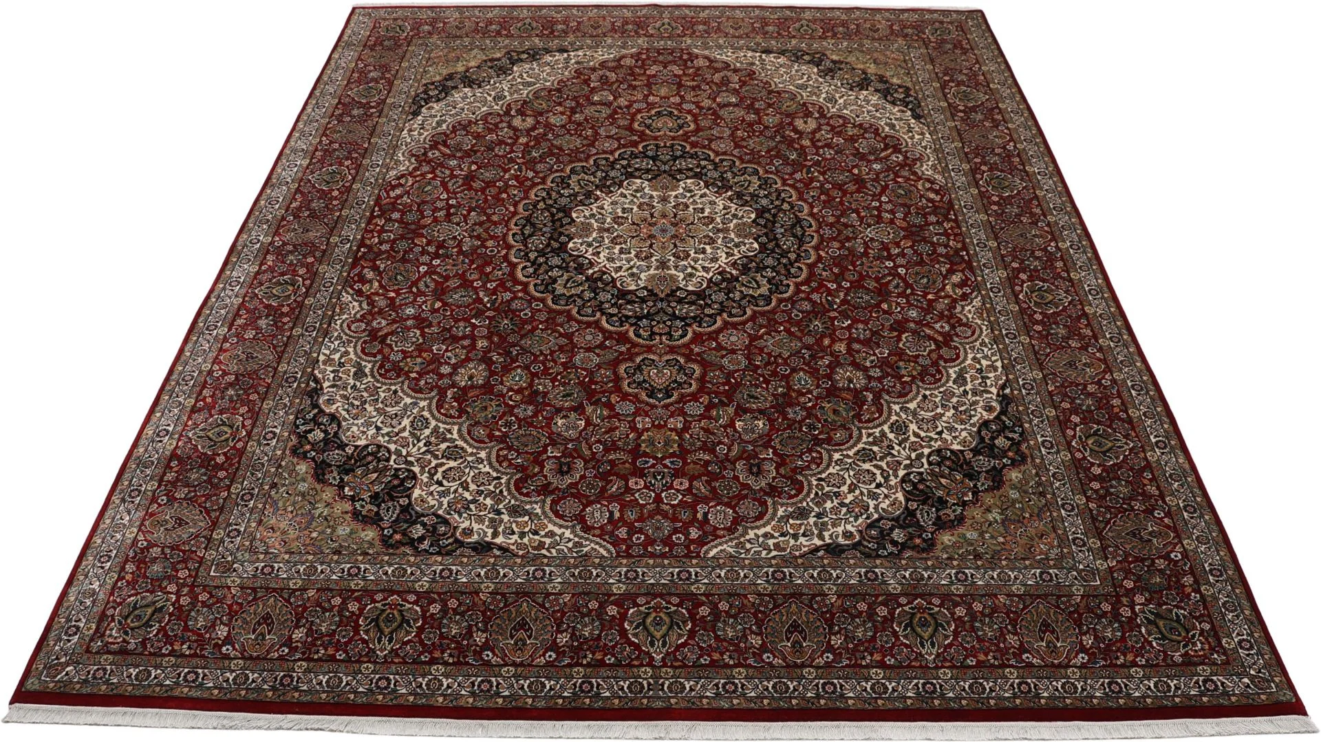 Indian Rug 245 × 305 cm, Wool & Silk, hand-knotted