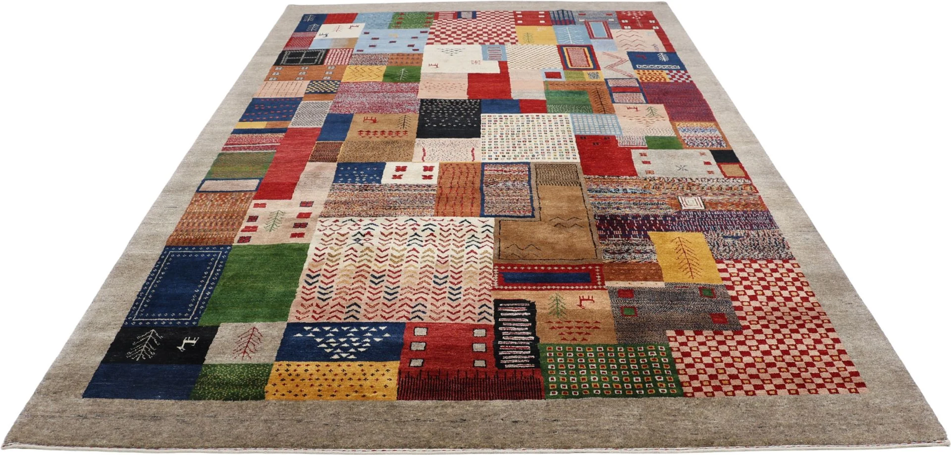 Hand-Knotted Wool Loribaft Indian Rug, 204 × 309 cm