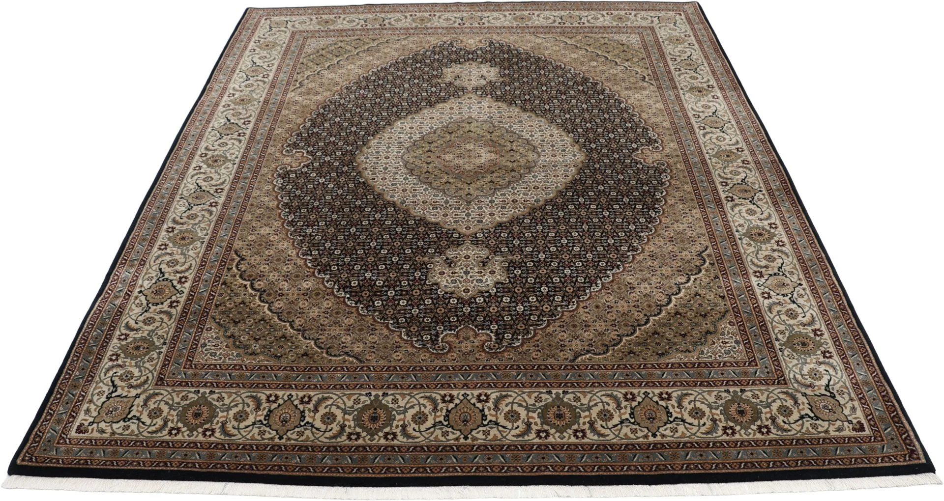 Hand-Knotted Wool Tabriz Indian Rug, 253 × 304 cm