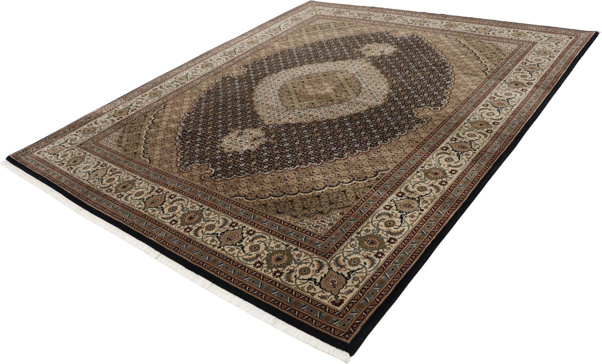 Hand-Knotted Wool Tabriz Indian Rug, 253 × 304 cm