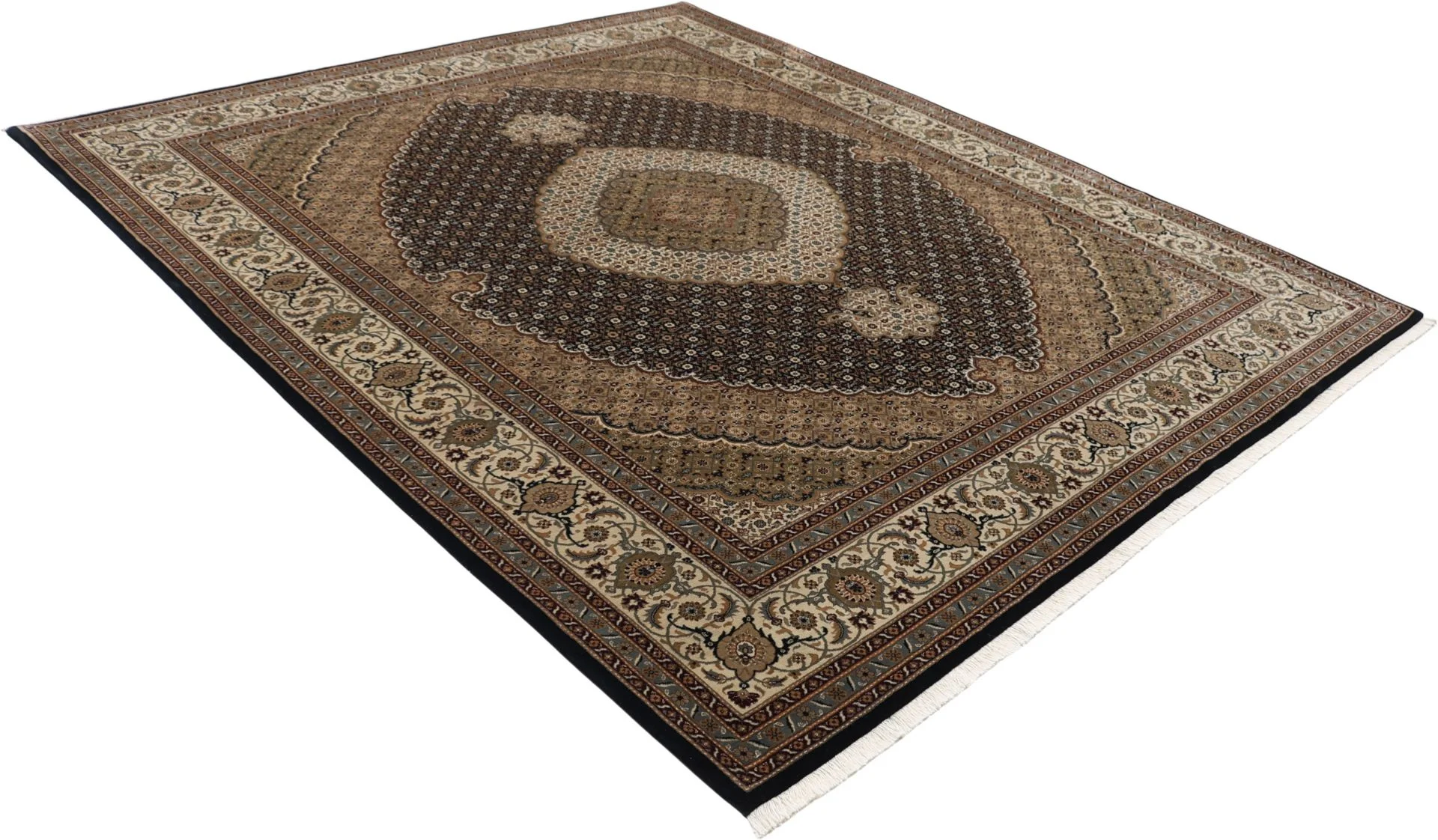 Hand-Knotted Wool Tabriz Indian Rug, 253 × 304 cm