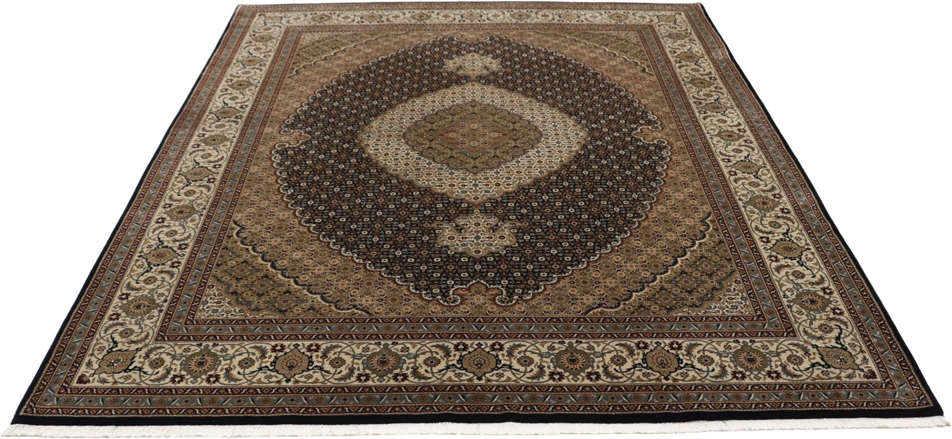 Hand-Knotted Wool Tabriz Indian Rug, 253 × 304 cm