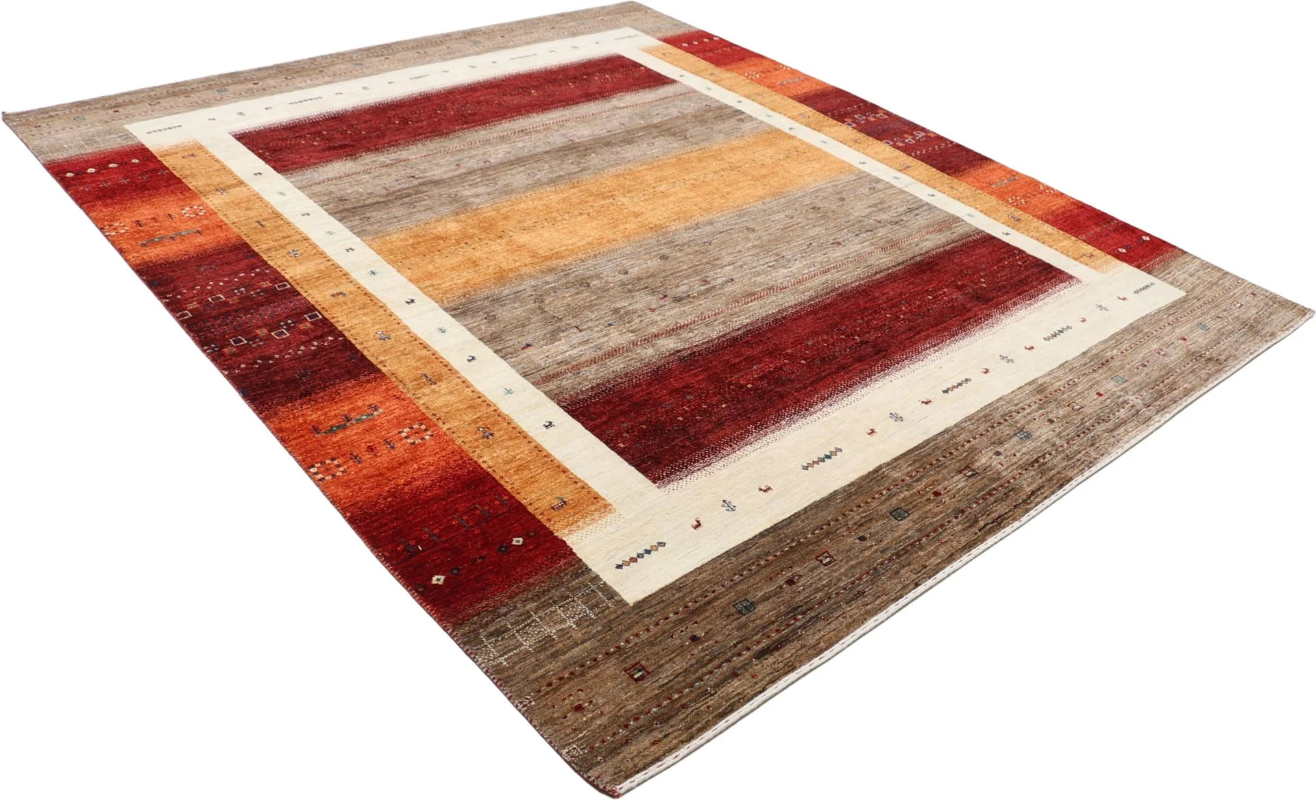 Hand-Knotted Wool Loribaft Indian Rug, 254 × 302 cm