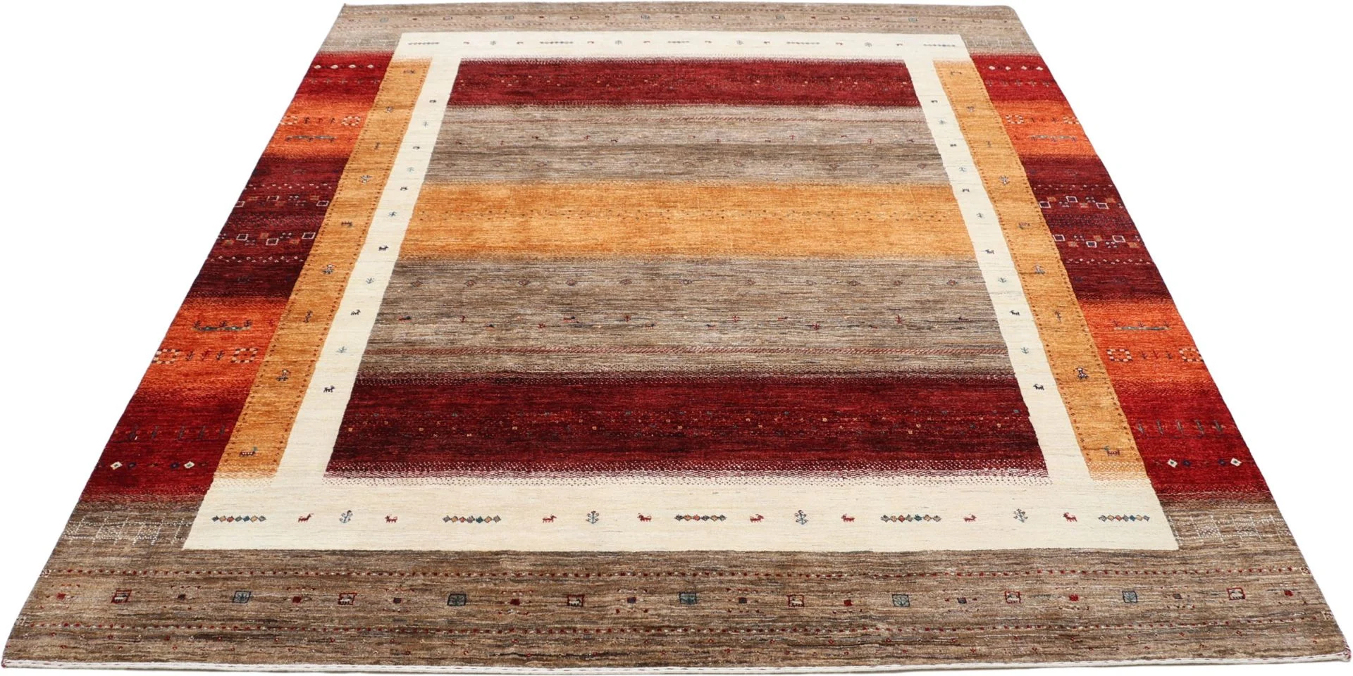 Hand-Knotted Wool Loribaft Indian Rug, 254 × 302 cm