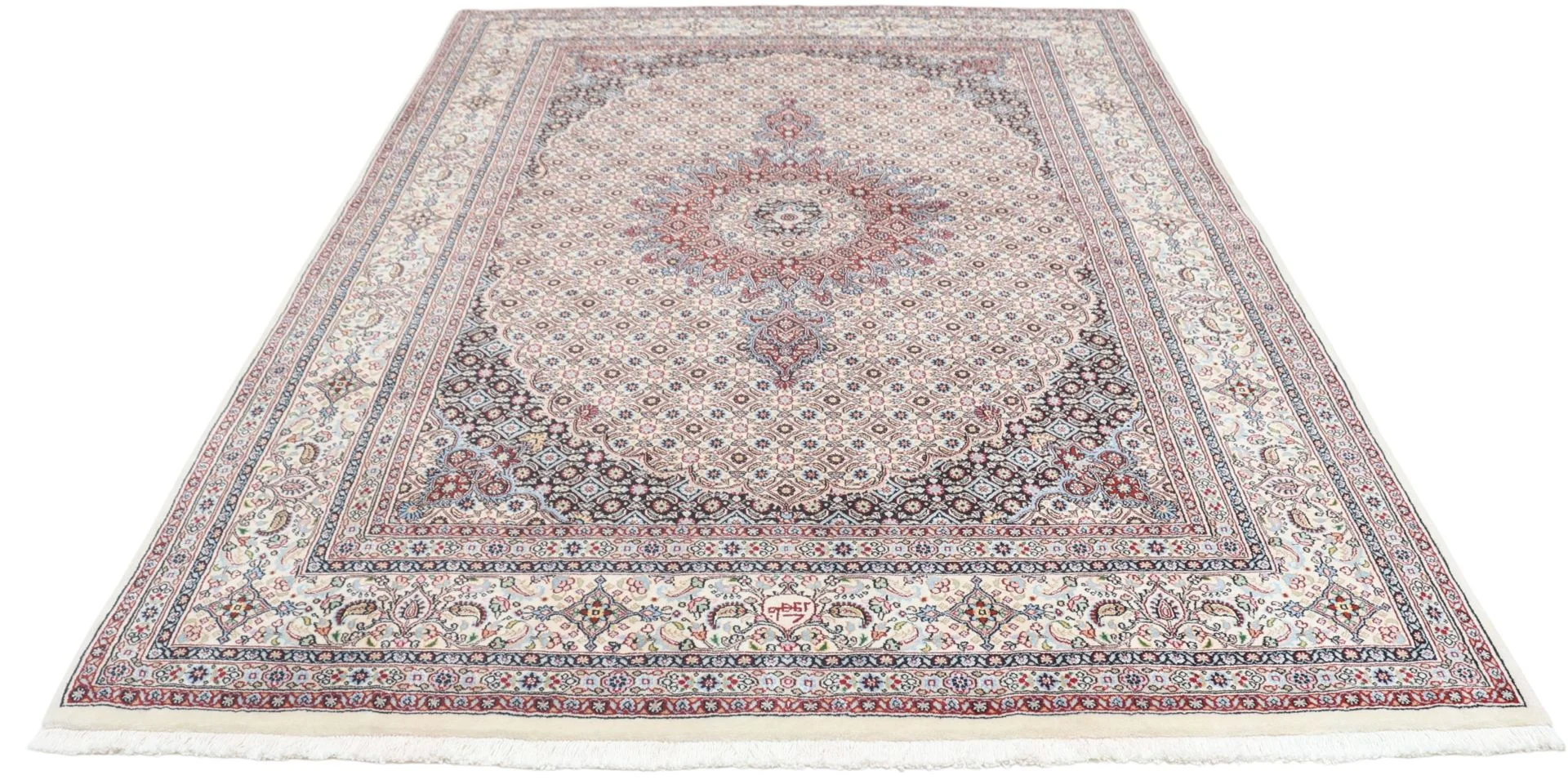 Hand-Knotted Wool Moud Persian Rug, 170 × 244 cm