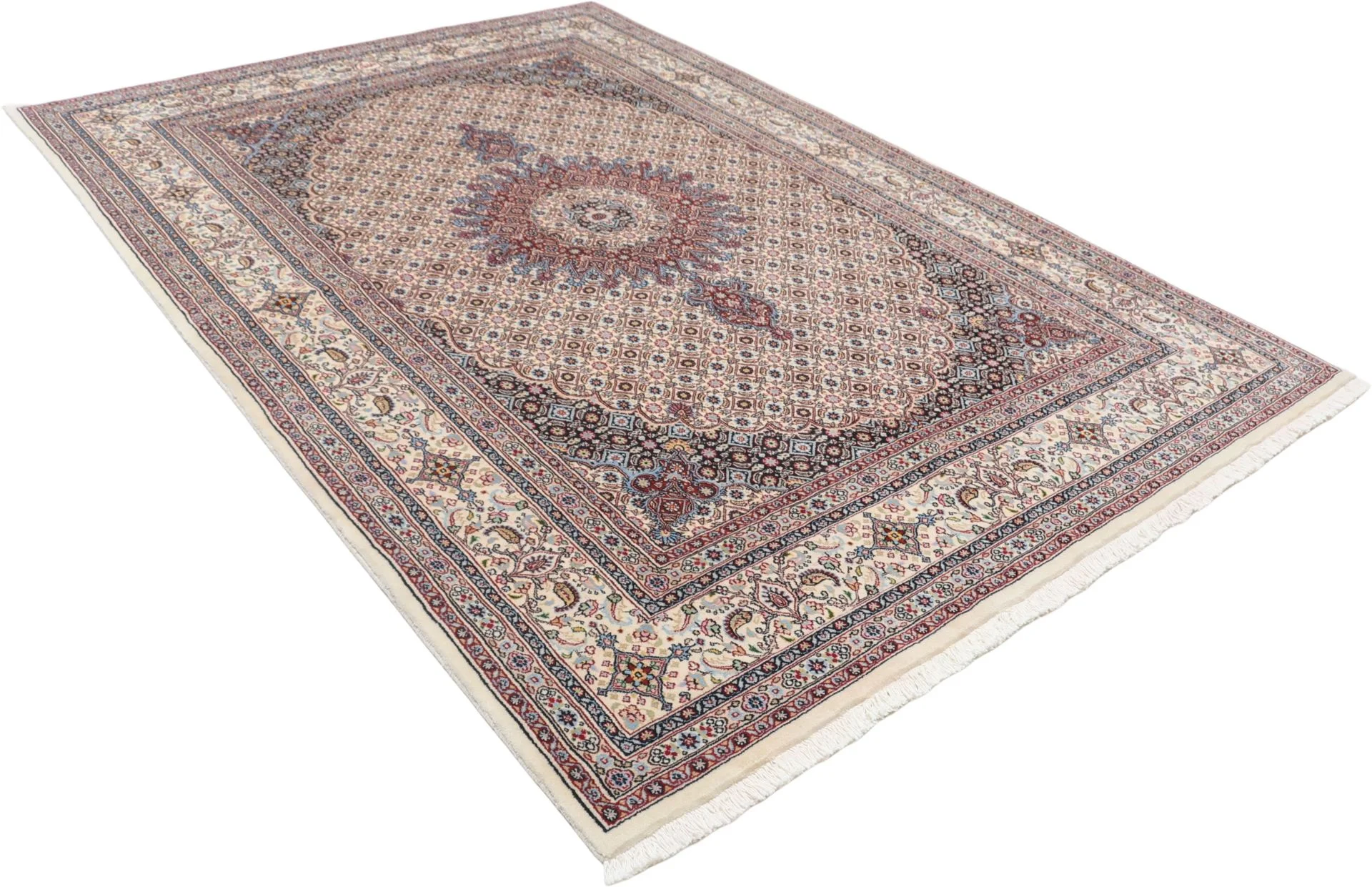 Hand-Knotted Wool Moud Persian Rug, 170 × 244 cm