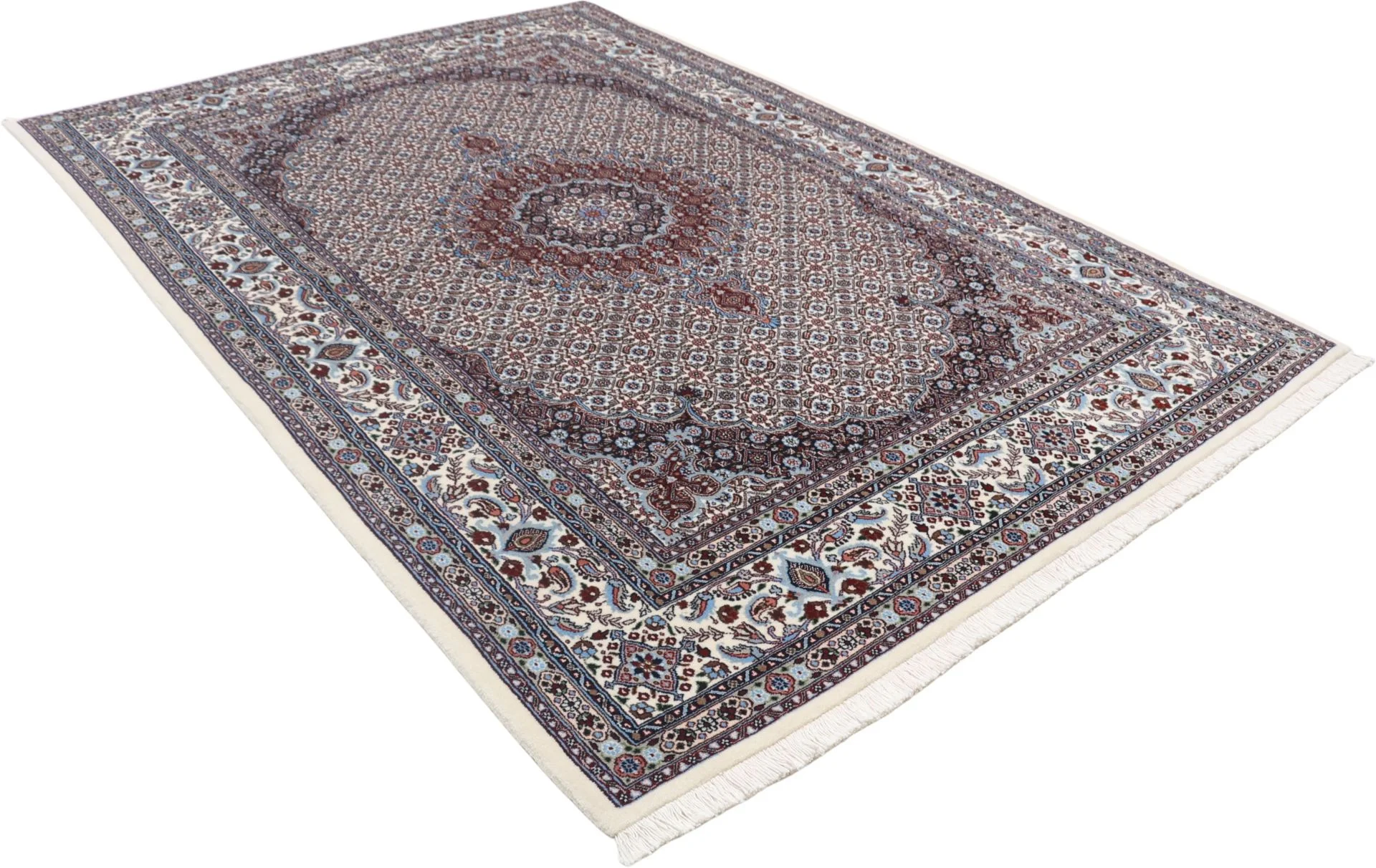 Hand-Knotted Wool Moud Persian Rug, 175 × 247 cm