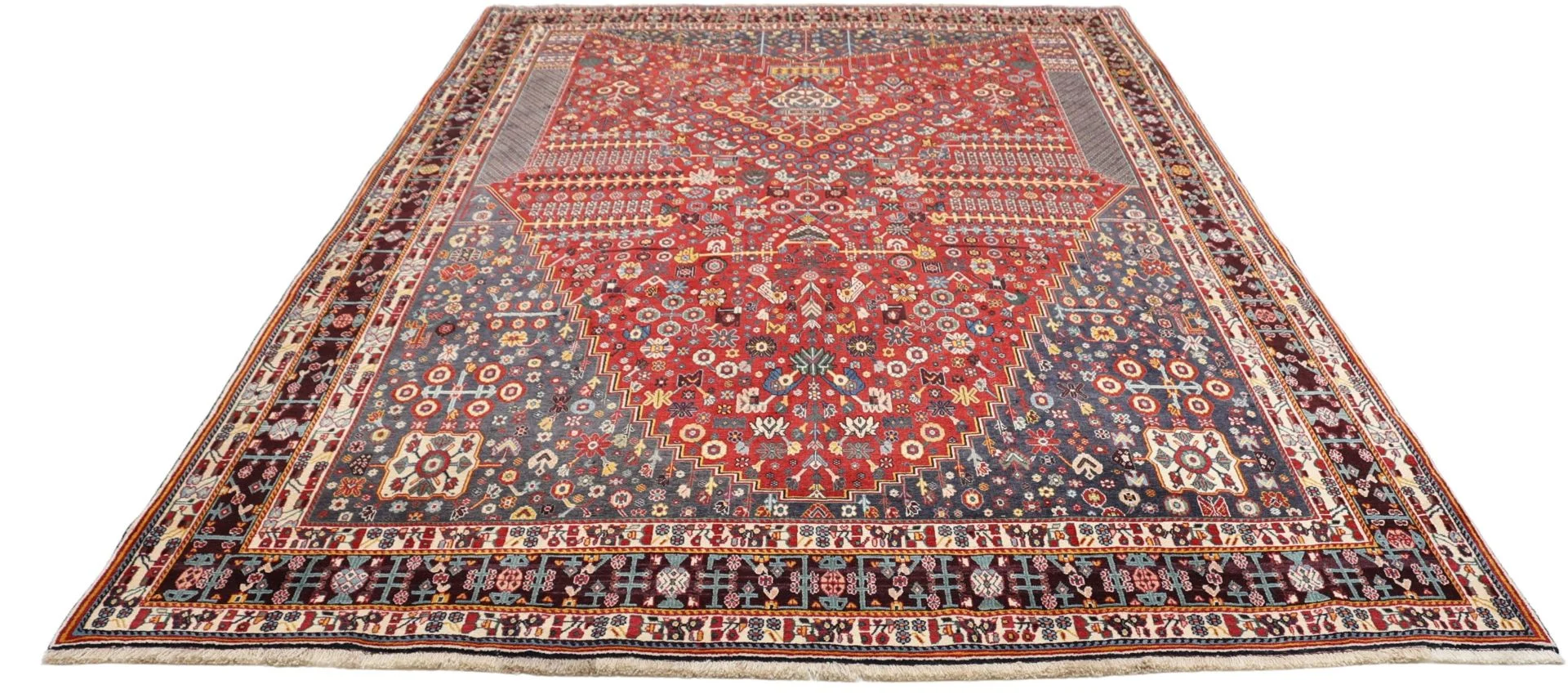Shiraz Persian Rug — hand-knotted, 206 × 303 cm, Wool