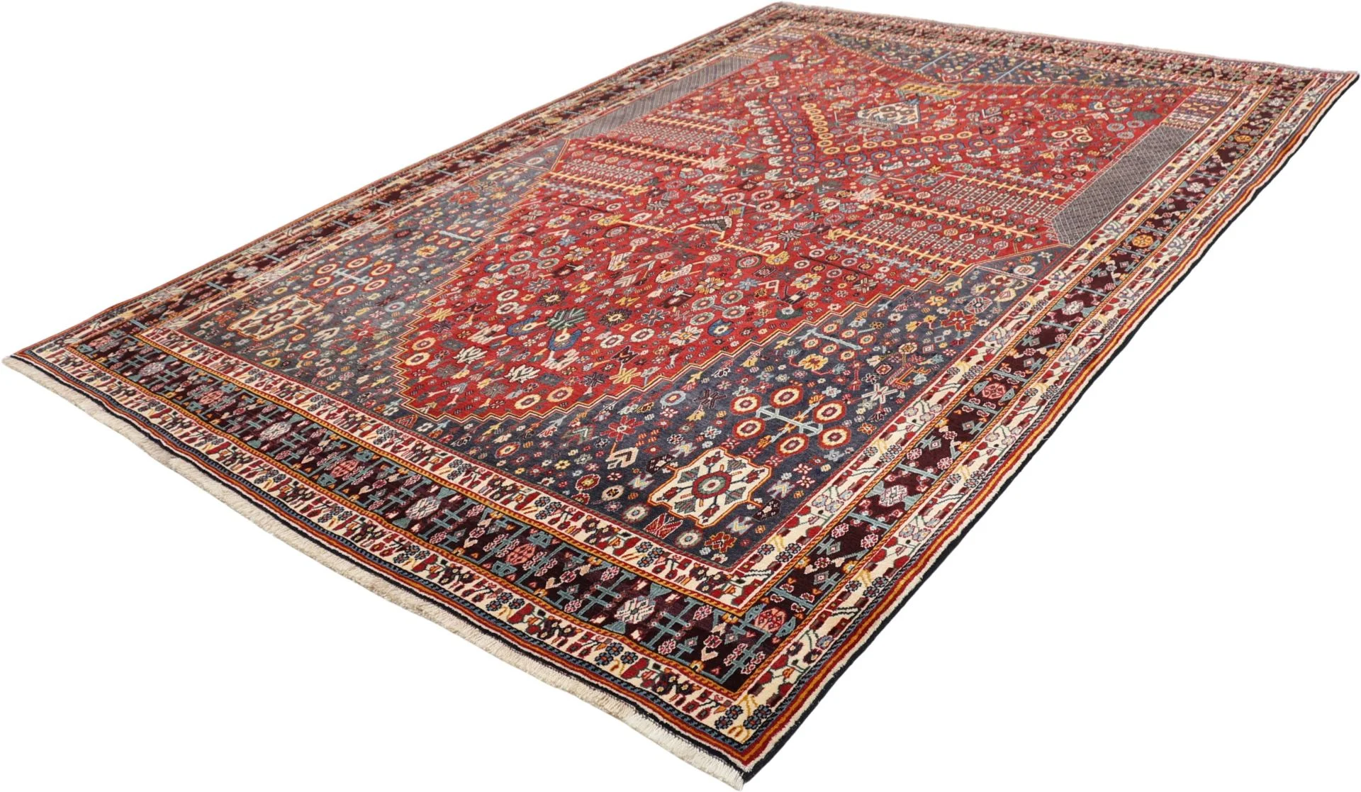 Shiraz Persian Rug — hand-knotted, 206 × 303 cm, Wool