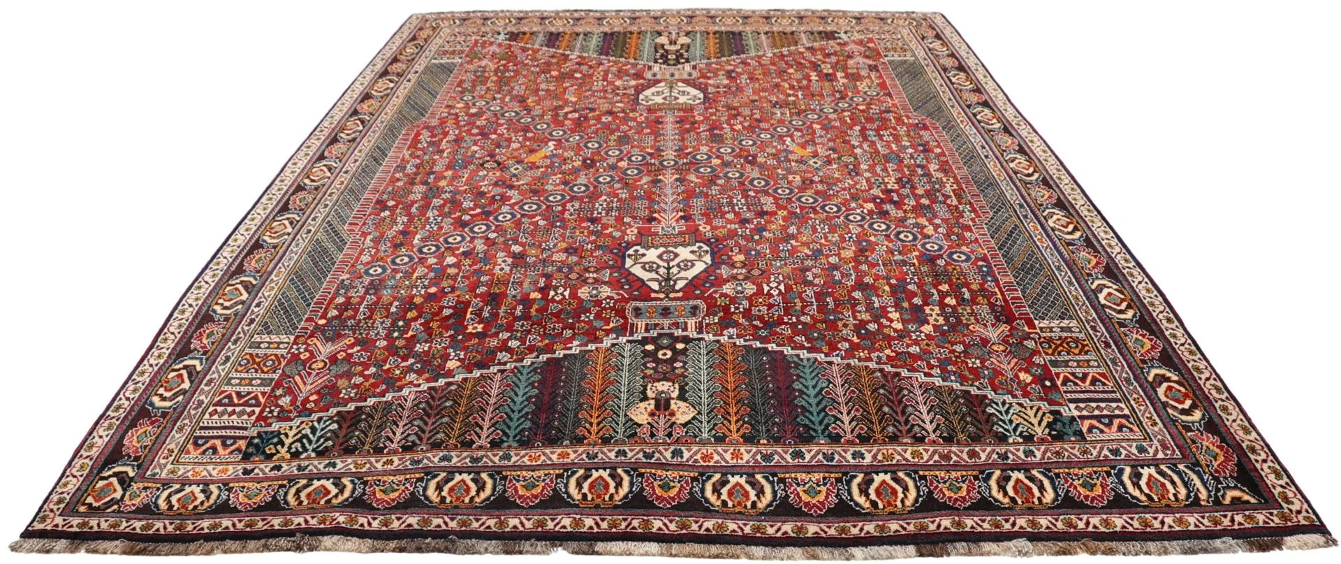 Hand-Knotted Wool Shiraz Persian Rug, 213 × 302 cm