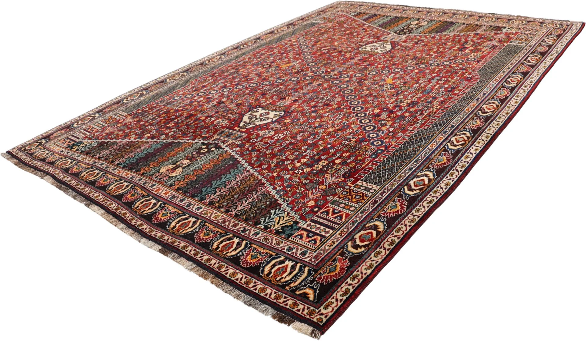 Hand-Knotted Wool Shiraz Persian Rug, 213 × 302 cm