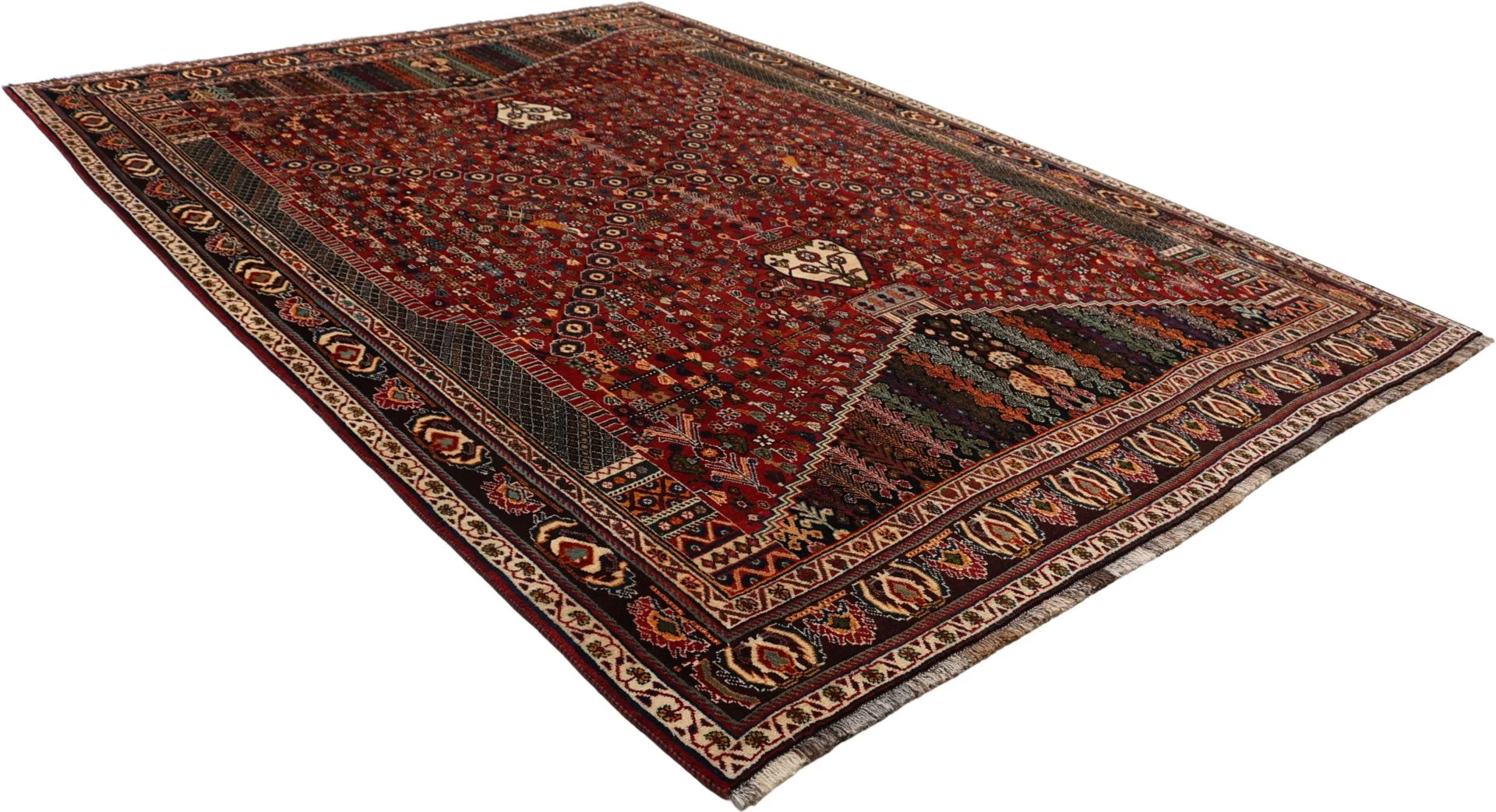 Hand-Knotted Wool Shiraz Persian Rug, 213 × 302 cm