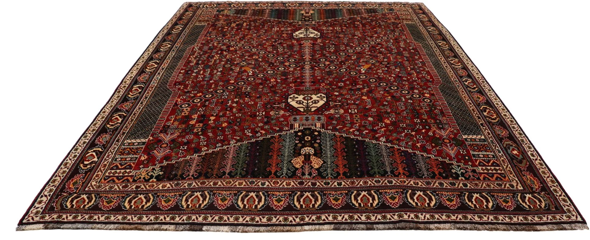 Hand-Knotted Wool Shiraz Persian Rug, 213 × 302 cm