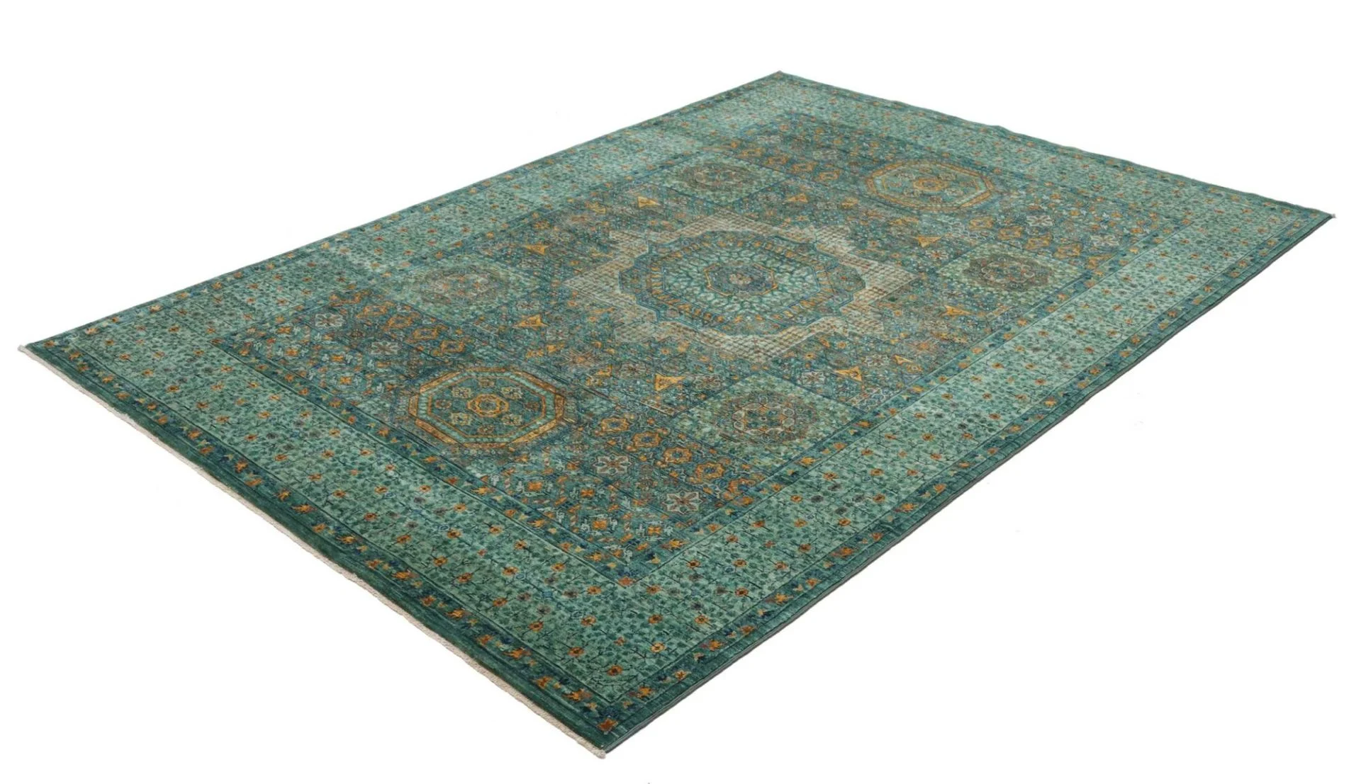 orientteppich-mamluk-170-x-235-cm-schurwolle-handgeknupft-grun-4 Mamluk Pakistani Rug — hand-knotted, 170 × 235 cm, Wool