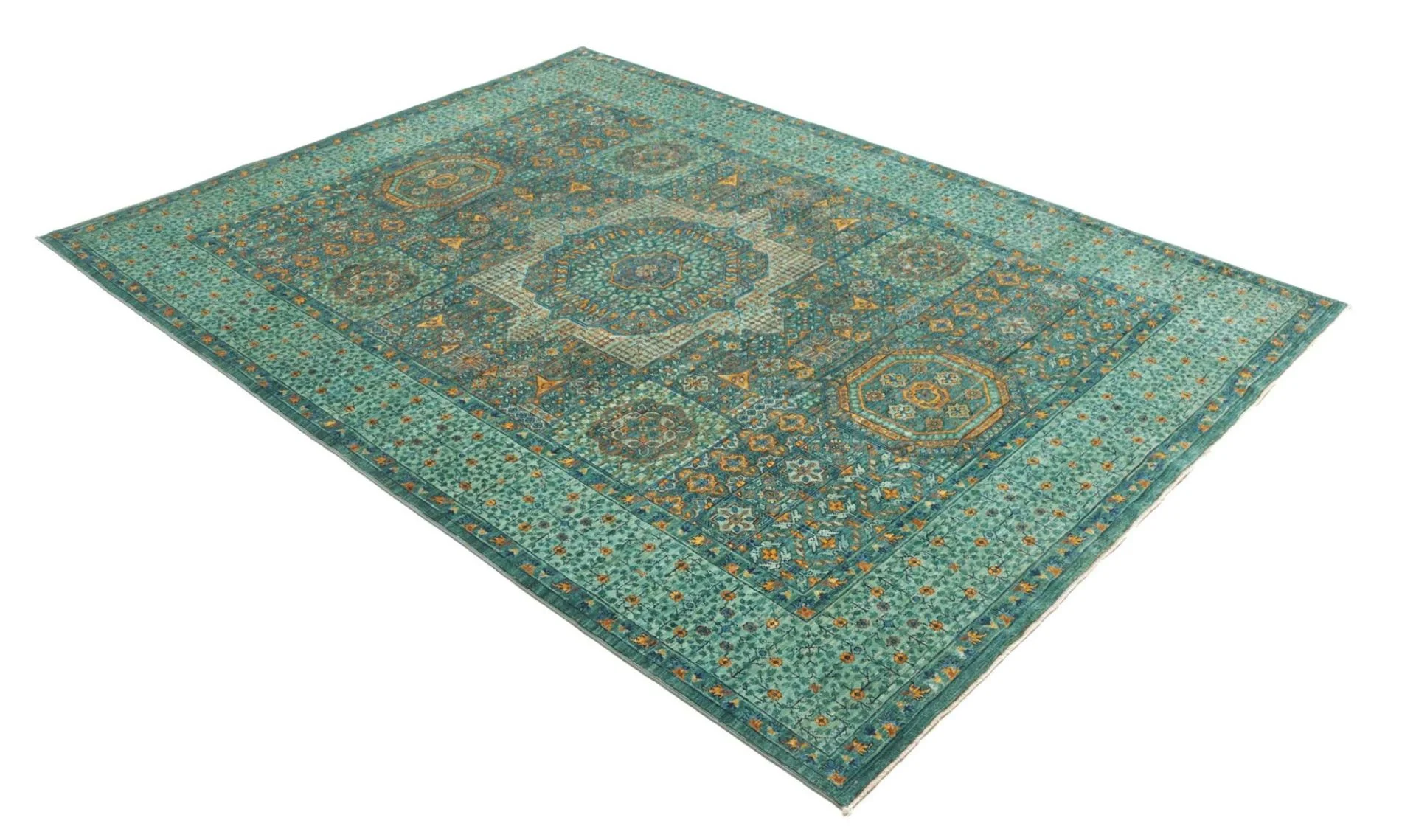 orientteppich-mamluk-170-x-235-cm-schurwolle-handgeknupft-grun-6 Mamluk Pakistani Rug — hand-knotted, 170 × 235 cm, Wool