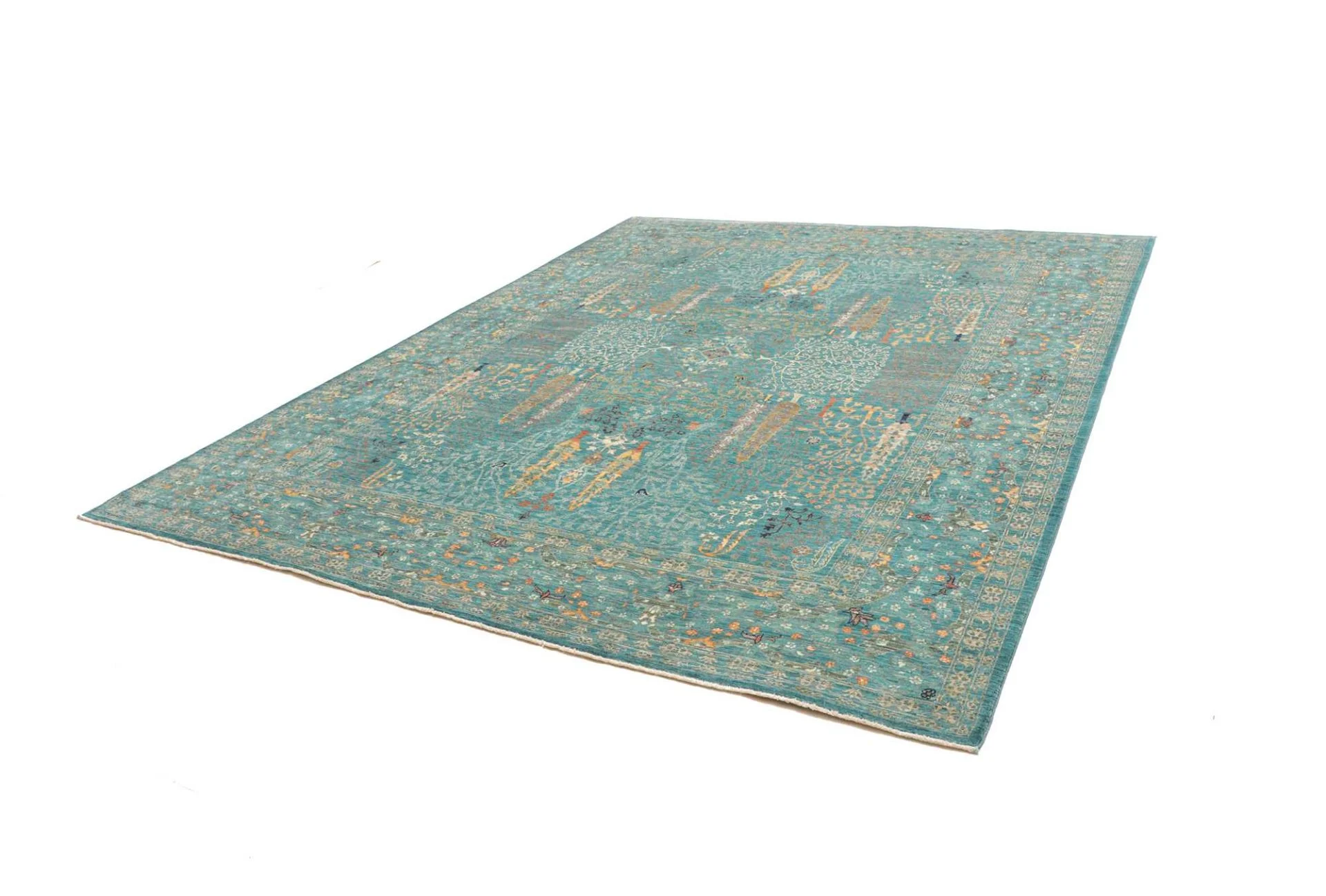 Hand-Knotted Wool Samarkand Pakistani Rug, 248 × 301 cm