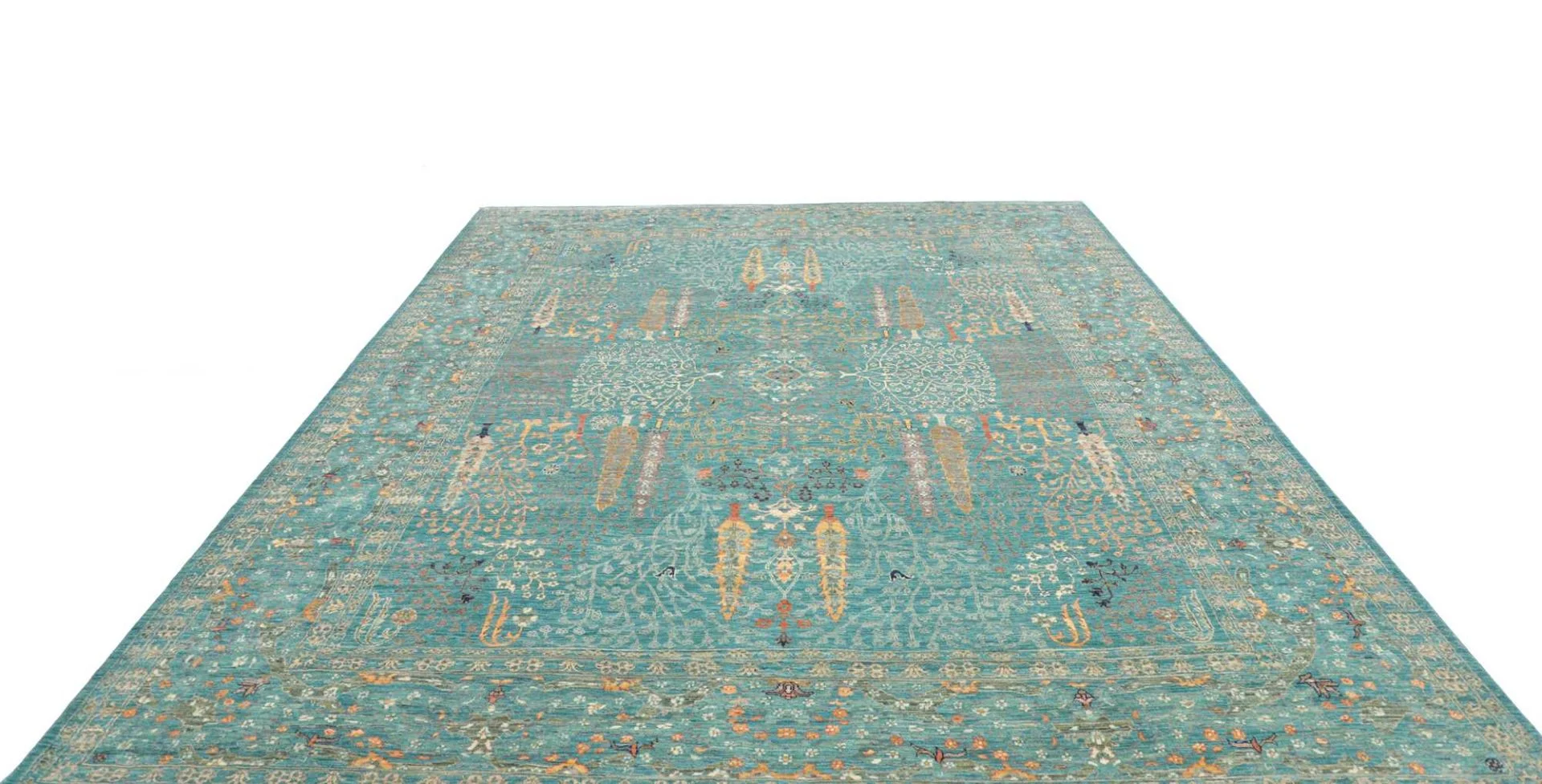 Hand-Knotted Wool Samarkand Pakistani Rug, 248 × 301 cm