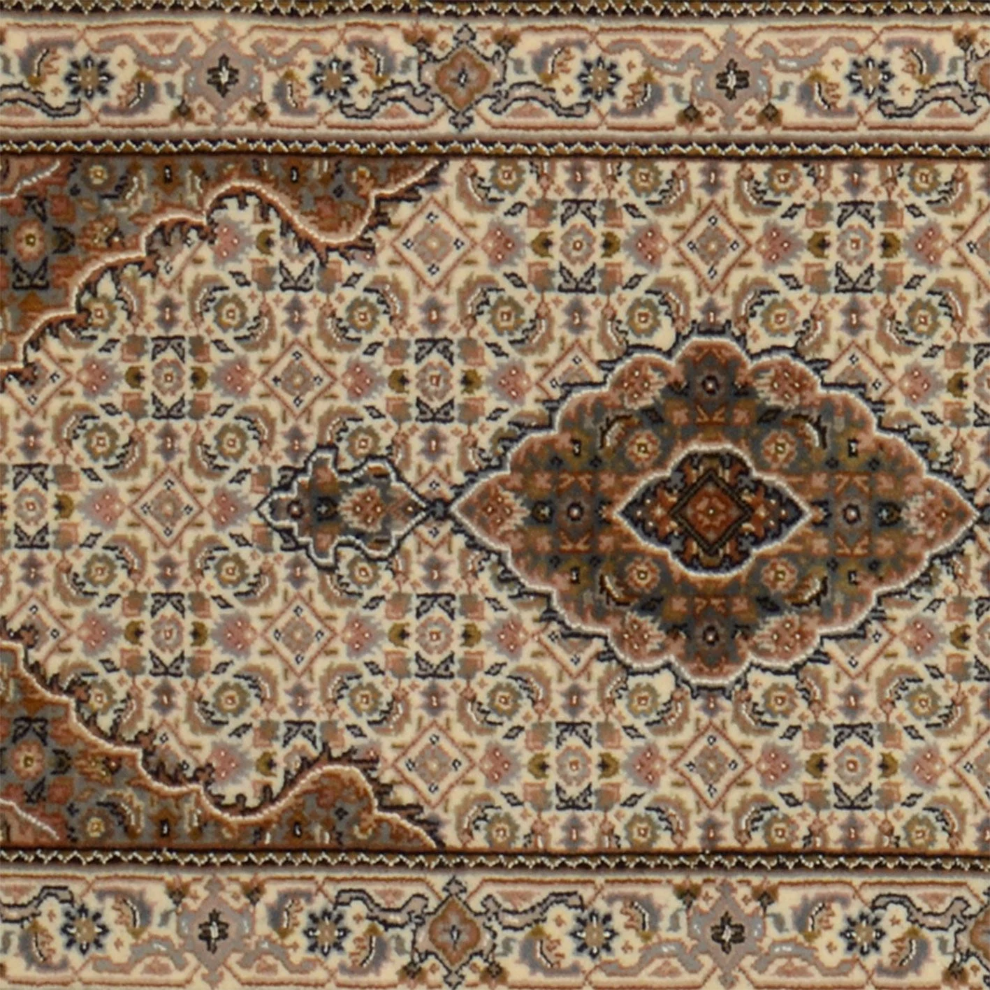 Tabriz Indian Rug — hand-knotted, 74 × 303 cm, Wool & Silk