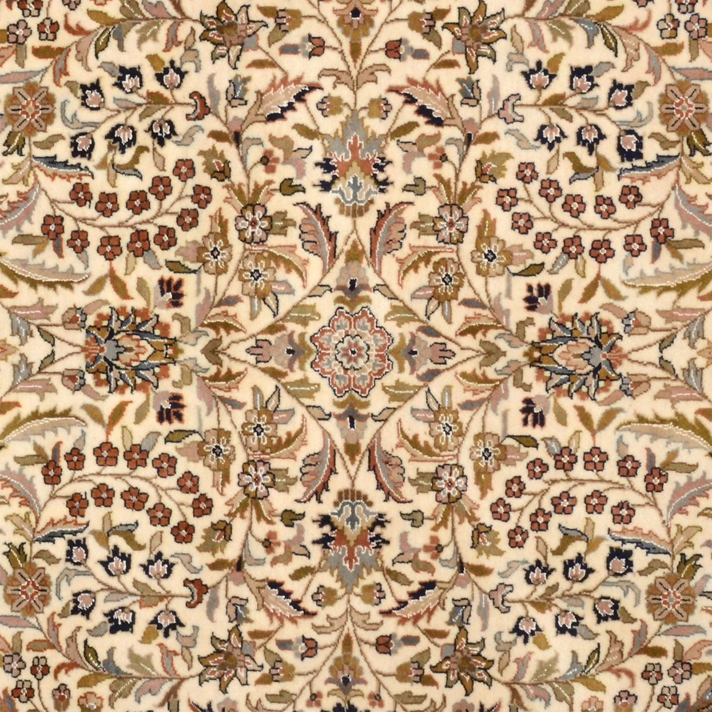 Tabriz Indian Rug — hand-knotted, 194 × 194 cm, Wool & Silk