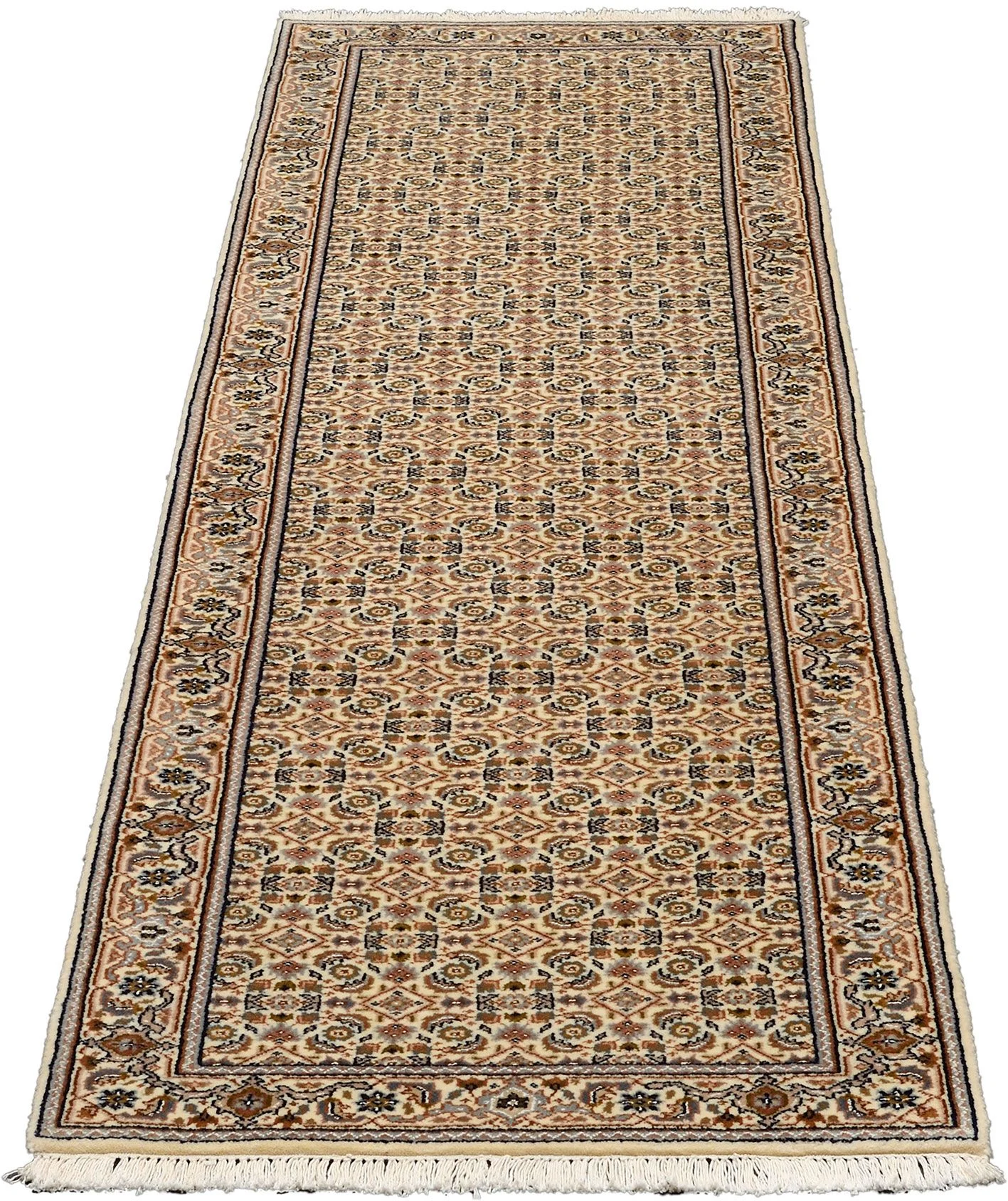 Tabriz Indian Rug — hand-knotted, 80 × 293 cm, Wool & Silk