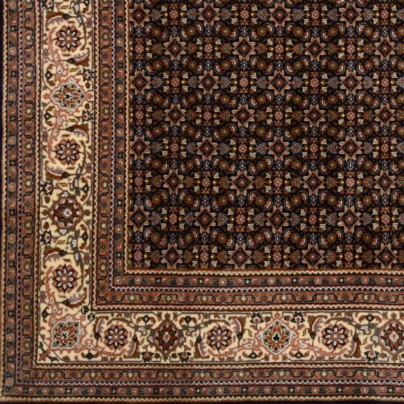 Hand-Knotted Wool & Silk Tabriz Indian Rug, 250 × 297 cm