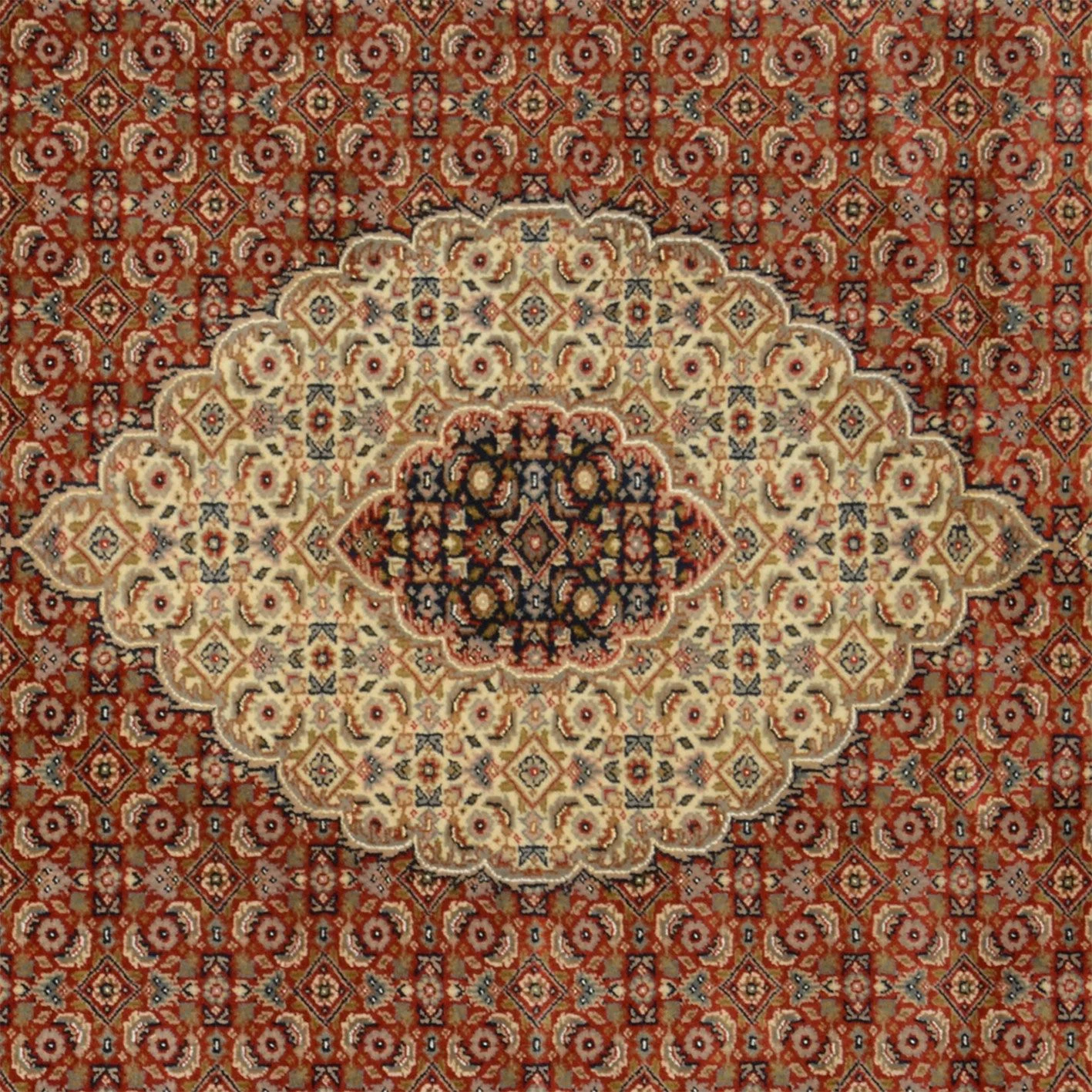 orientteppich-tabriz-204-x-304-cm-schurwolle-handgeknupft-3 Hand-Knotted Wool Tabriz Indian Rug, 204 × 304 cm