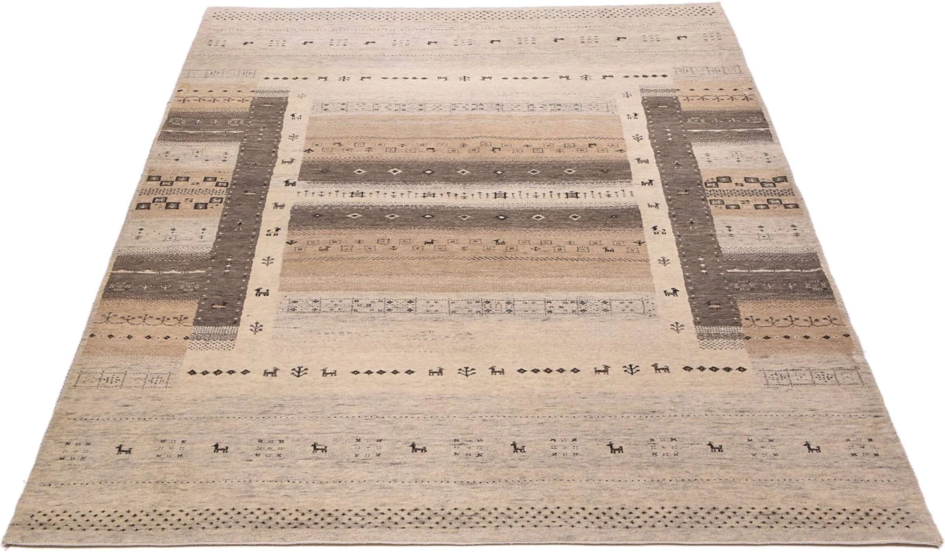 Hand-Knotted Wool Loribaft Indian Rug, 176 × 246 cm
