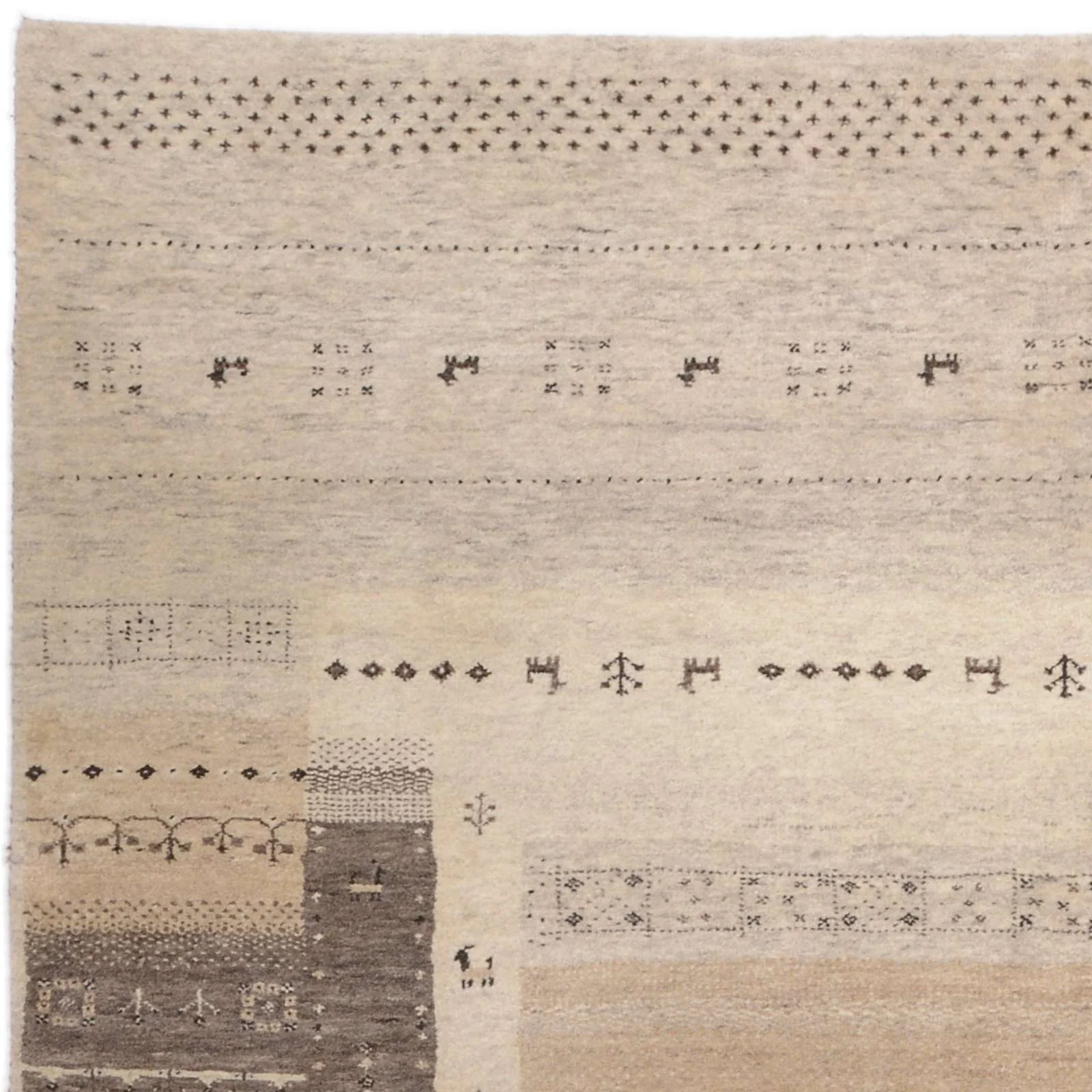 Hand-Knotted Wool Loribaft Indian Rug, 176 × 246 cm