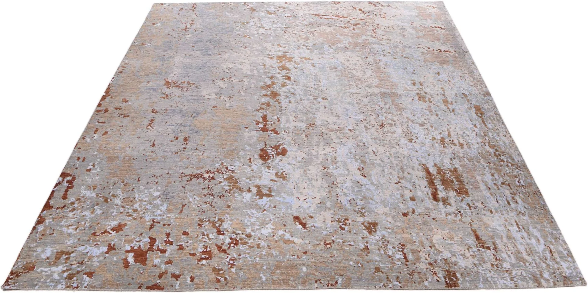 Hand-Knotted Wool & Silk Indian Rug, 246 × 299 cm