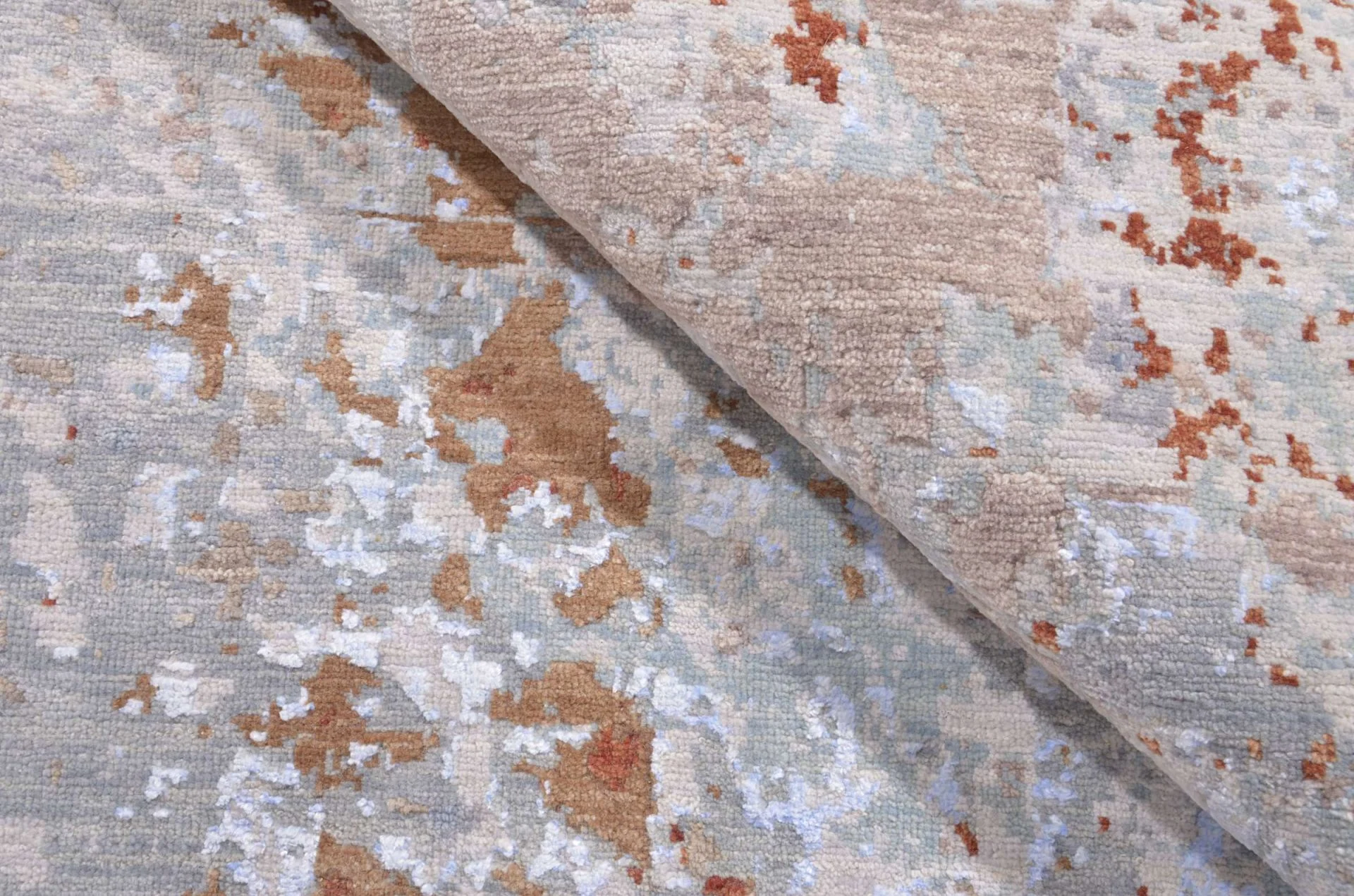 Hand-Knotted Wool & Silk Indian Rug, 246 × 299 cm