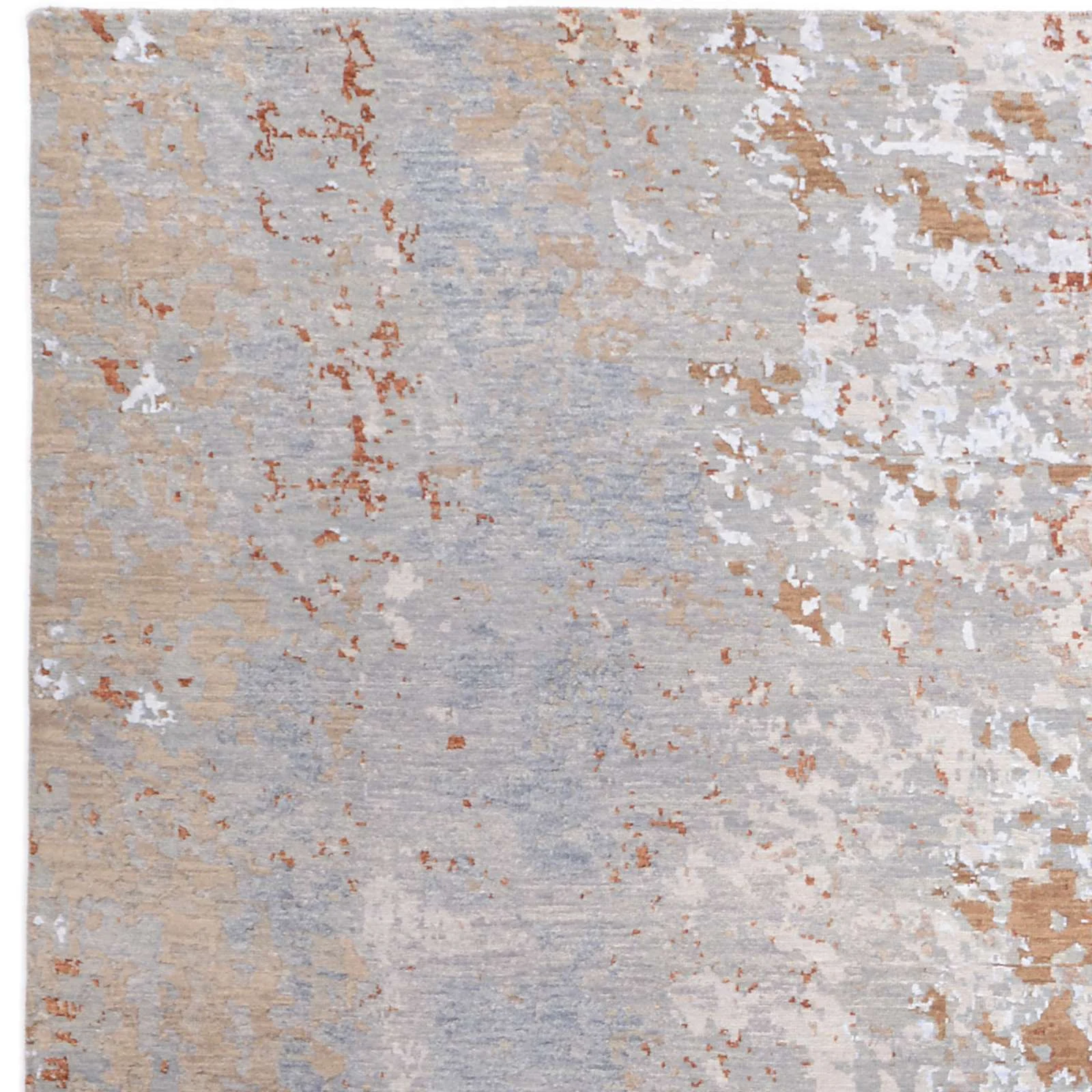 Hand-Knotted Wool & Silk Indian Rug, 246 × 299 cm