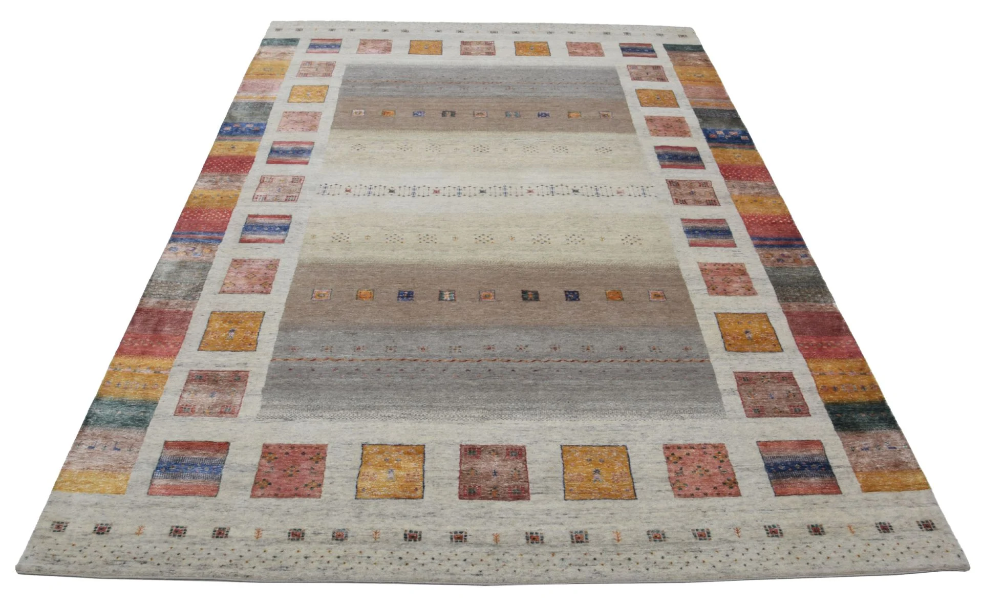 Hand-Knotted Wool Loribaft Indian Rug, 241 × 354 cm