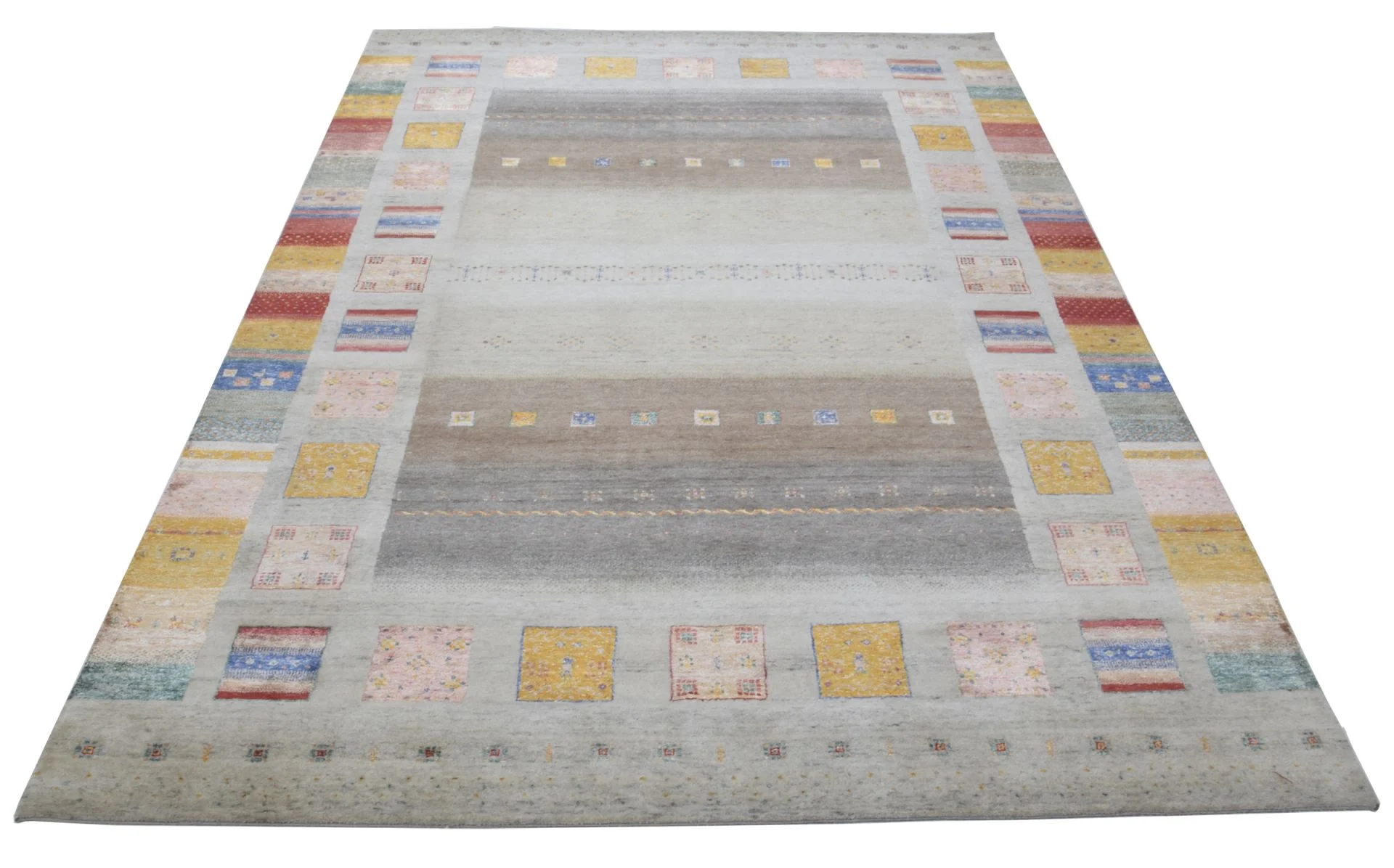 Hand-Knotted Wool Loribaft Indian Rug, 241 × 354 cm