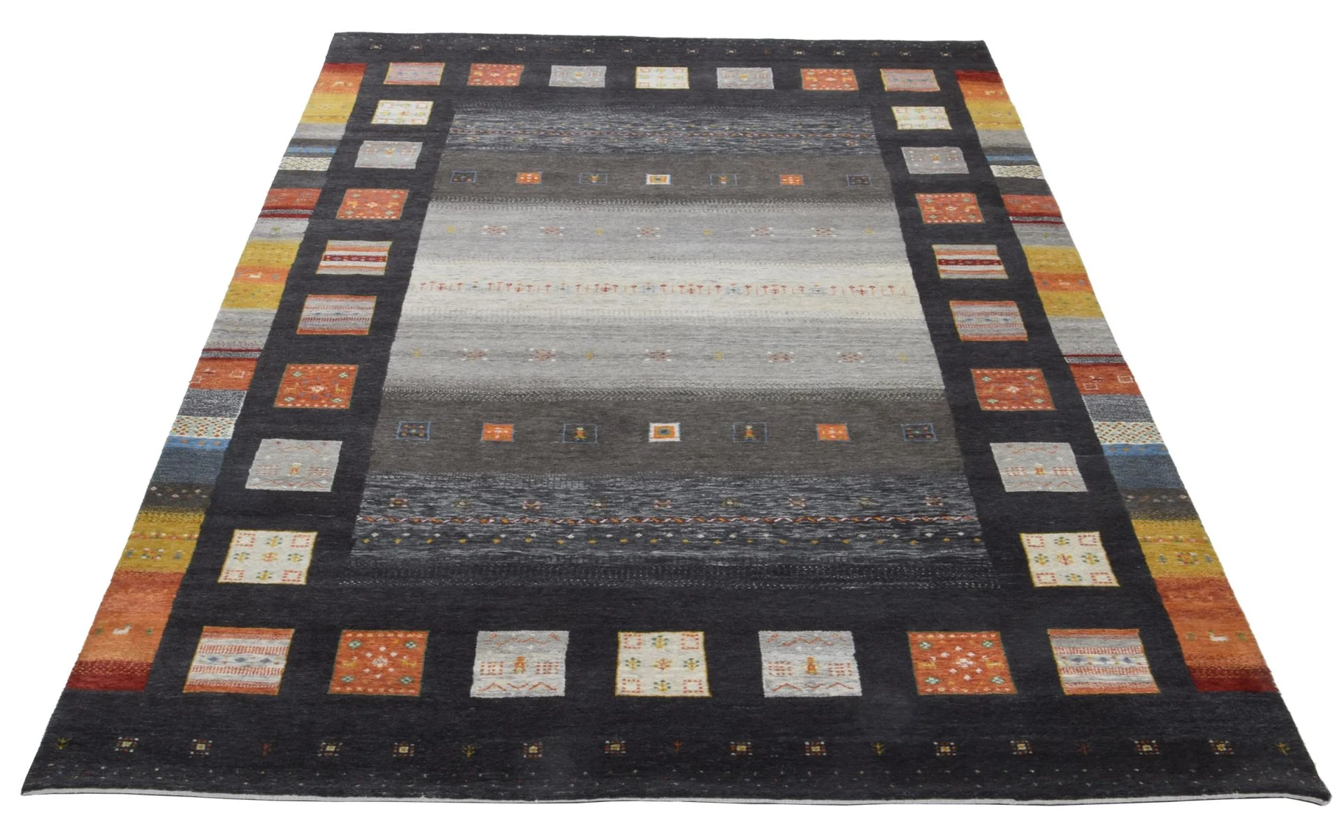 Hand-Knotted Wool Loribaft Indian Rug, 205 × 305 cm