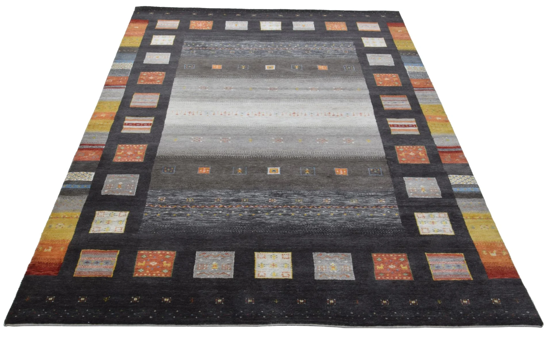 Hand-Knotted Wool Loribaft Indian Rug, 205 × 305 cm