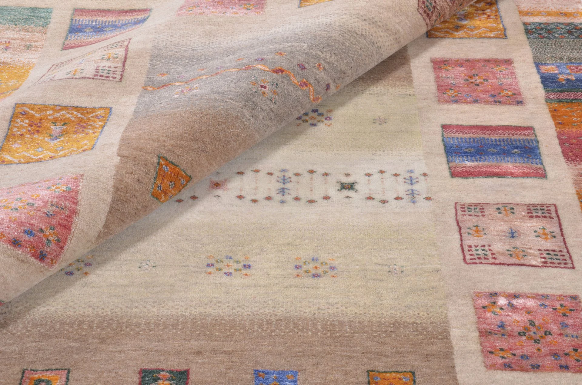 Hand-Knotted Wool & Silk Loribaft Indian Rug, 177 × 246 cm