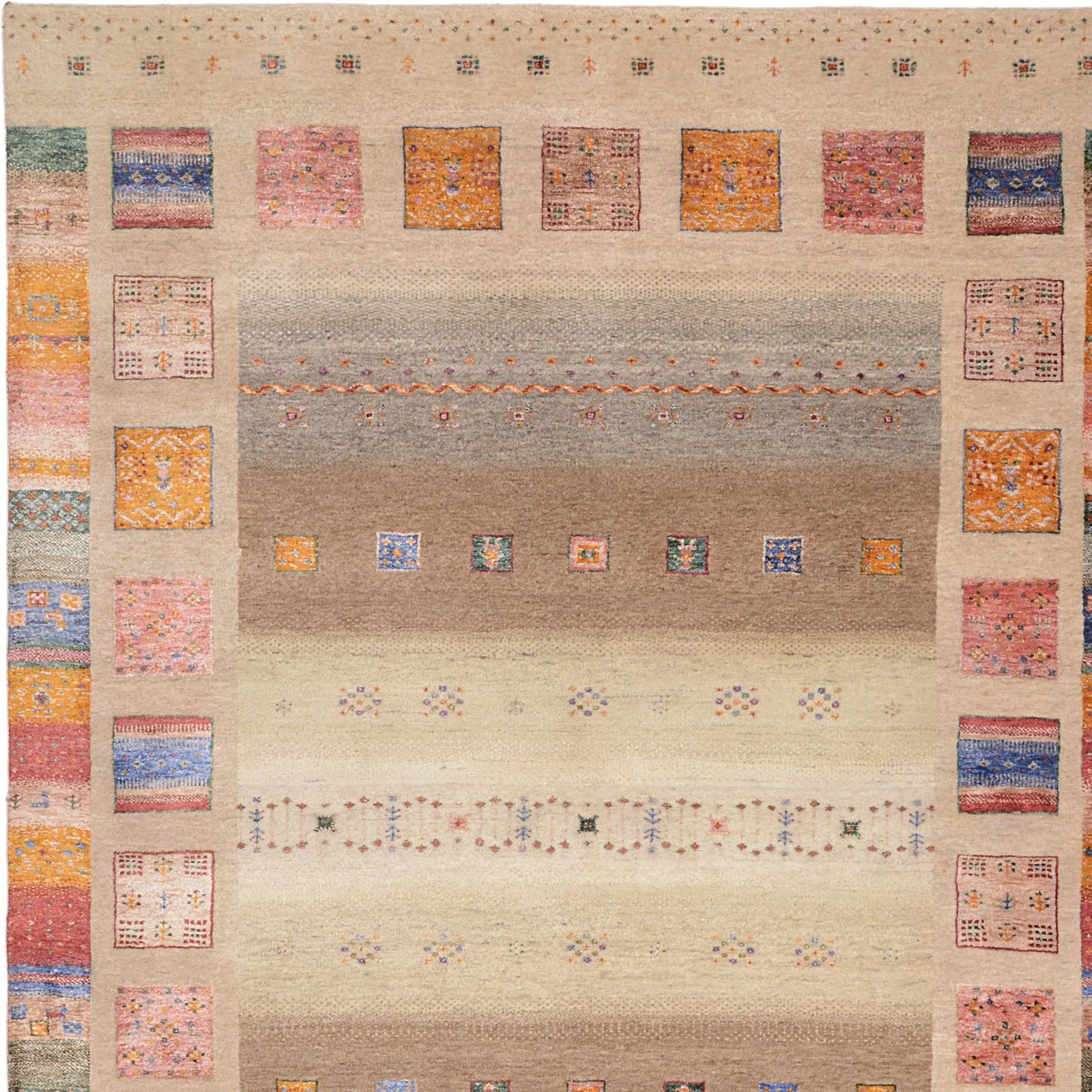 Hand-Knotted Wool & Silk Loribaft Indian Rug, 177 × 246 cm