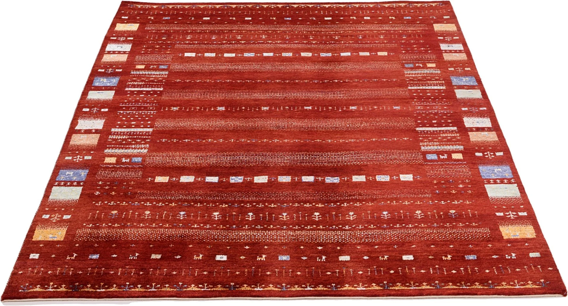 Hand-Knotted Wool & Silk Loribaft Indian Rug, 175 × 242 cm