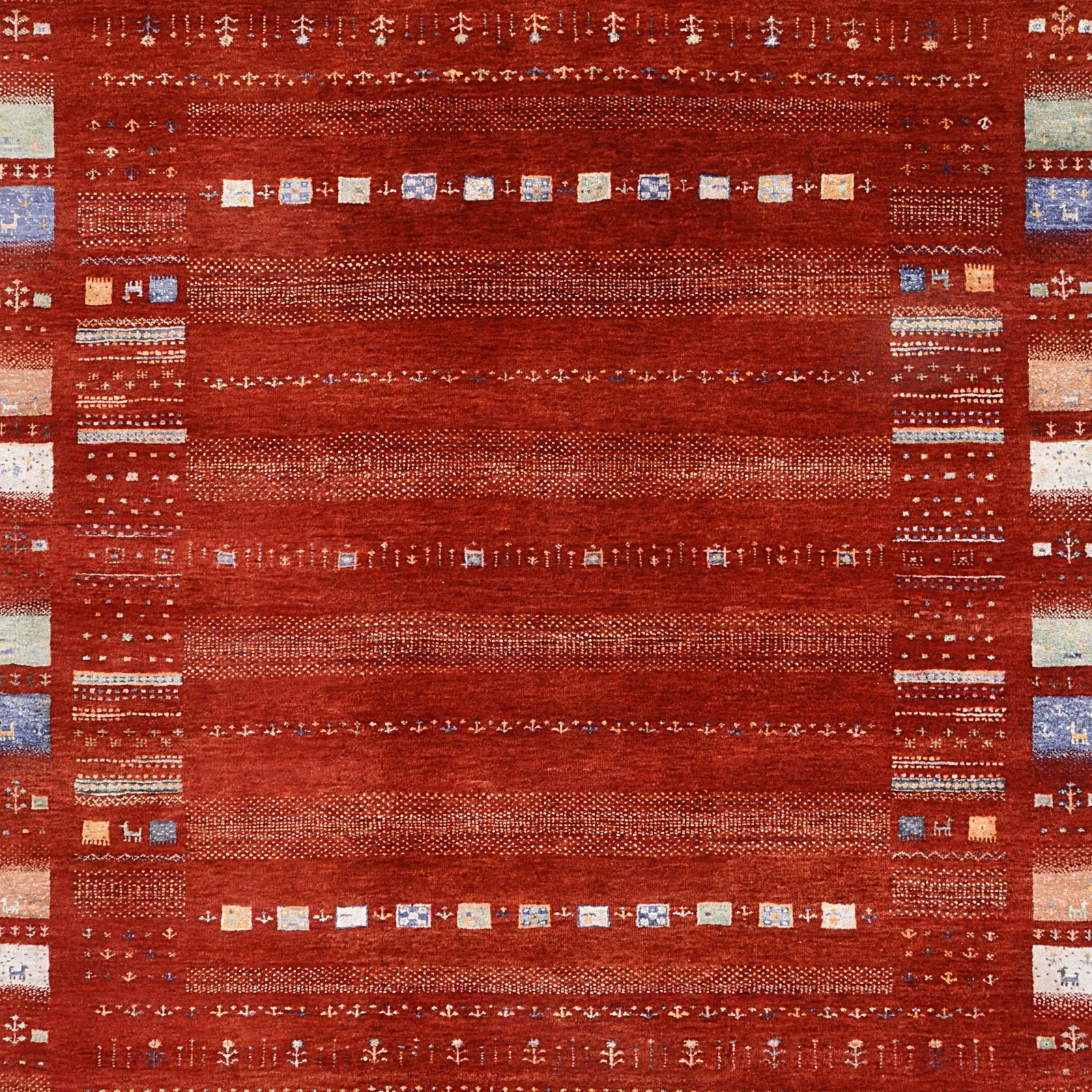 Hand-Knotted Wool & Silk Loribaft Indian Rug, 175 × 242 cm