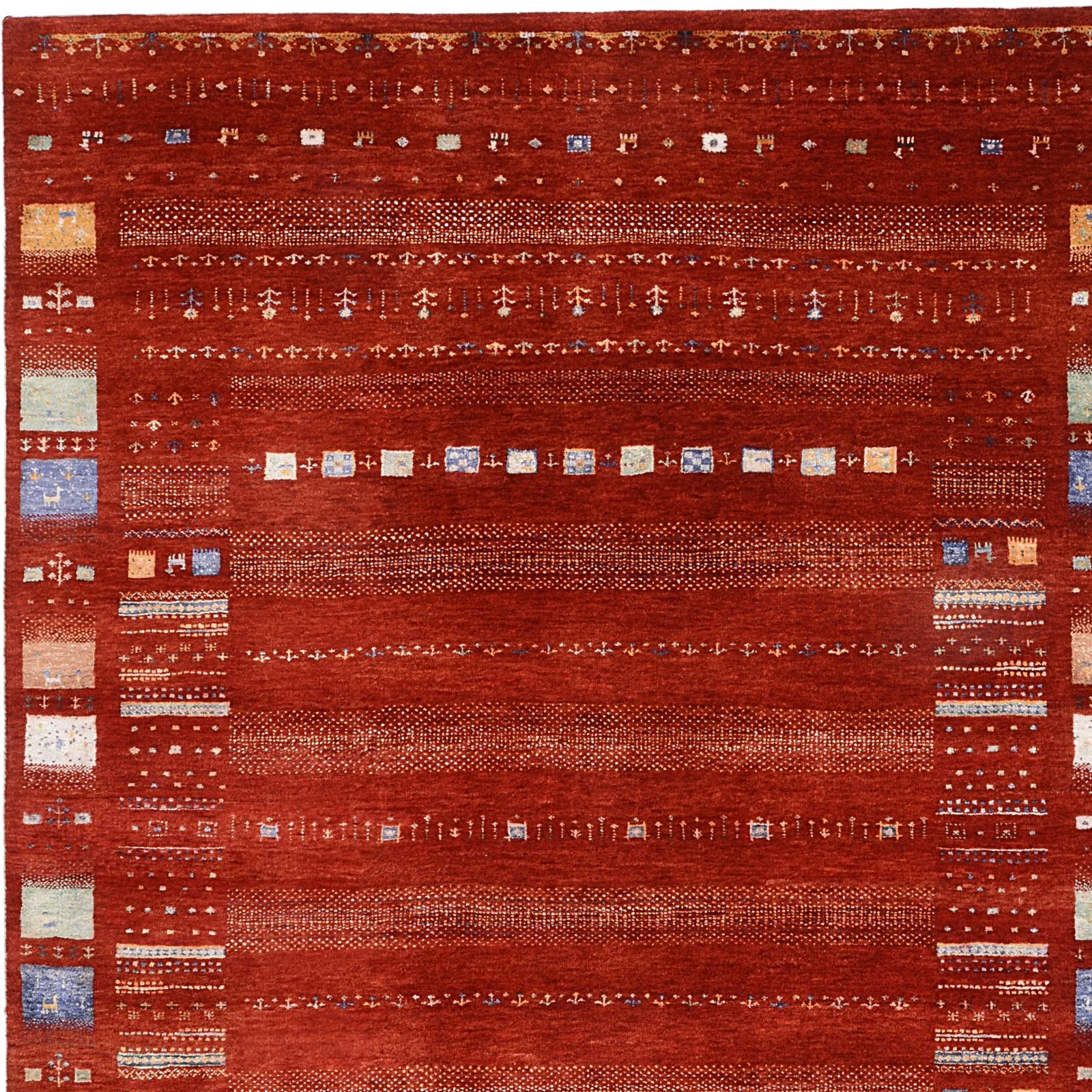 Hand-Knotted Wool & Silk Loribaft Indian Rug, 175 × 242 cm