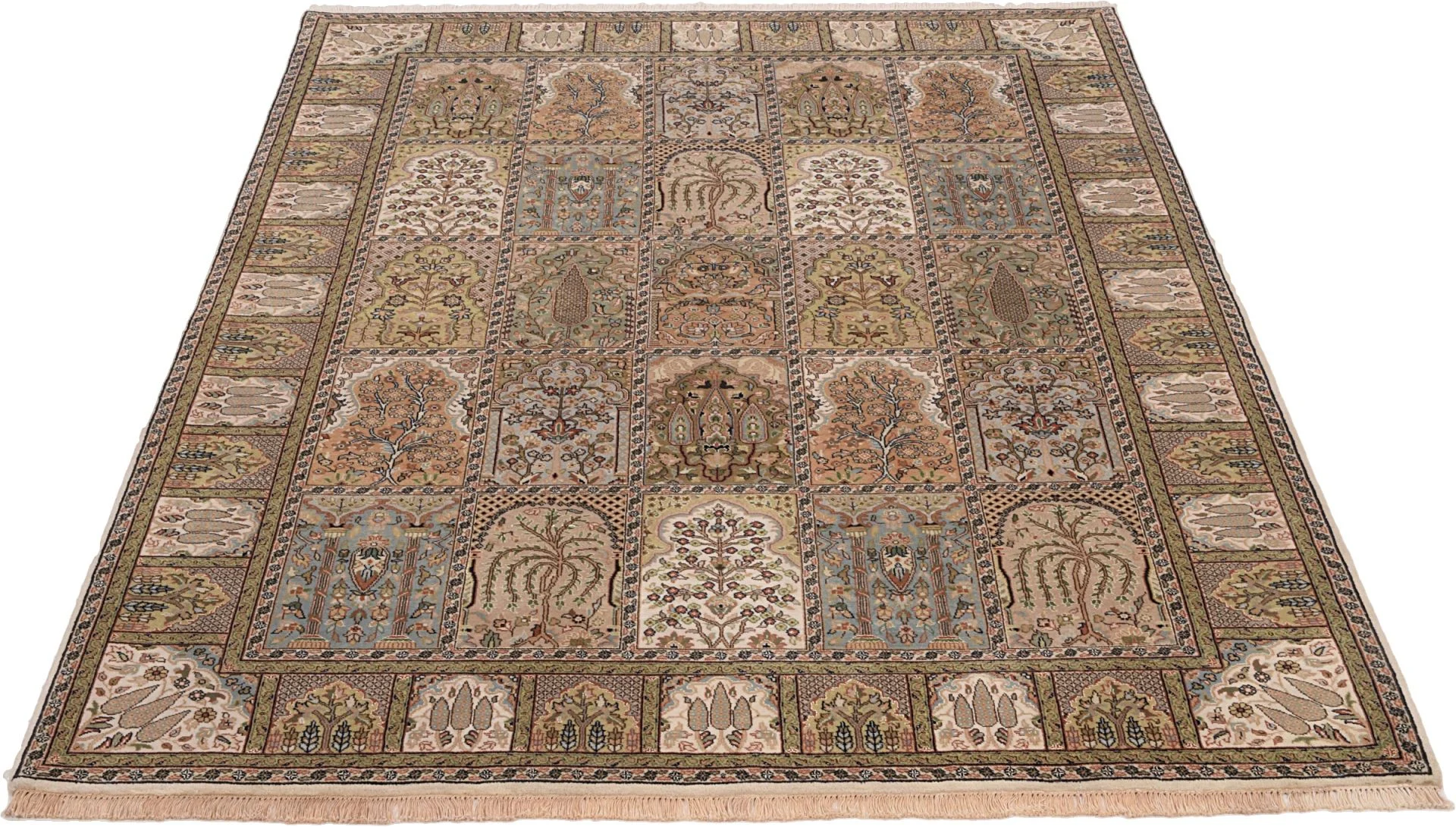 Hand-Knotted Wool Qom Indian Rug, 174 × 243 cm