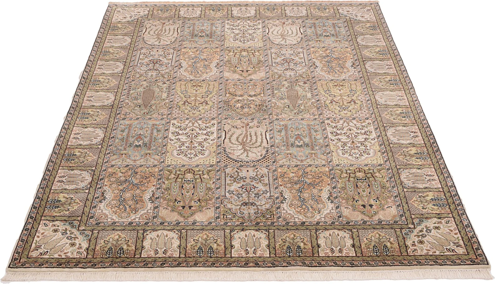 Hand-Knotted Wool Qom Indian Rug, 174 × 243 cm