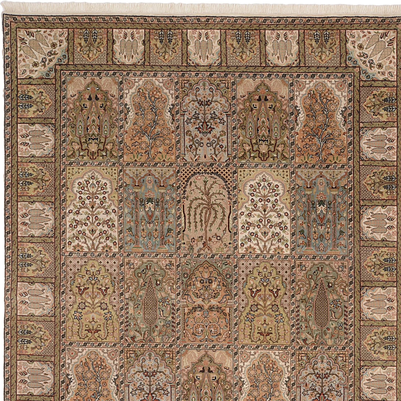 Hand-Knotted Wool Qom Indian Rug, 174 × 243 cm