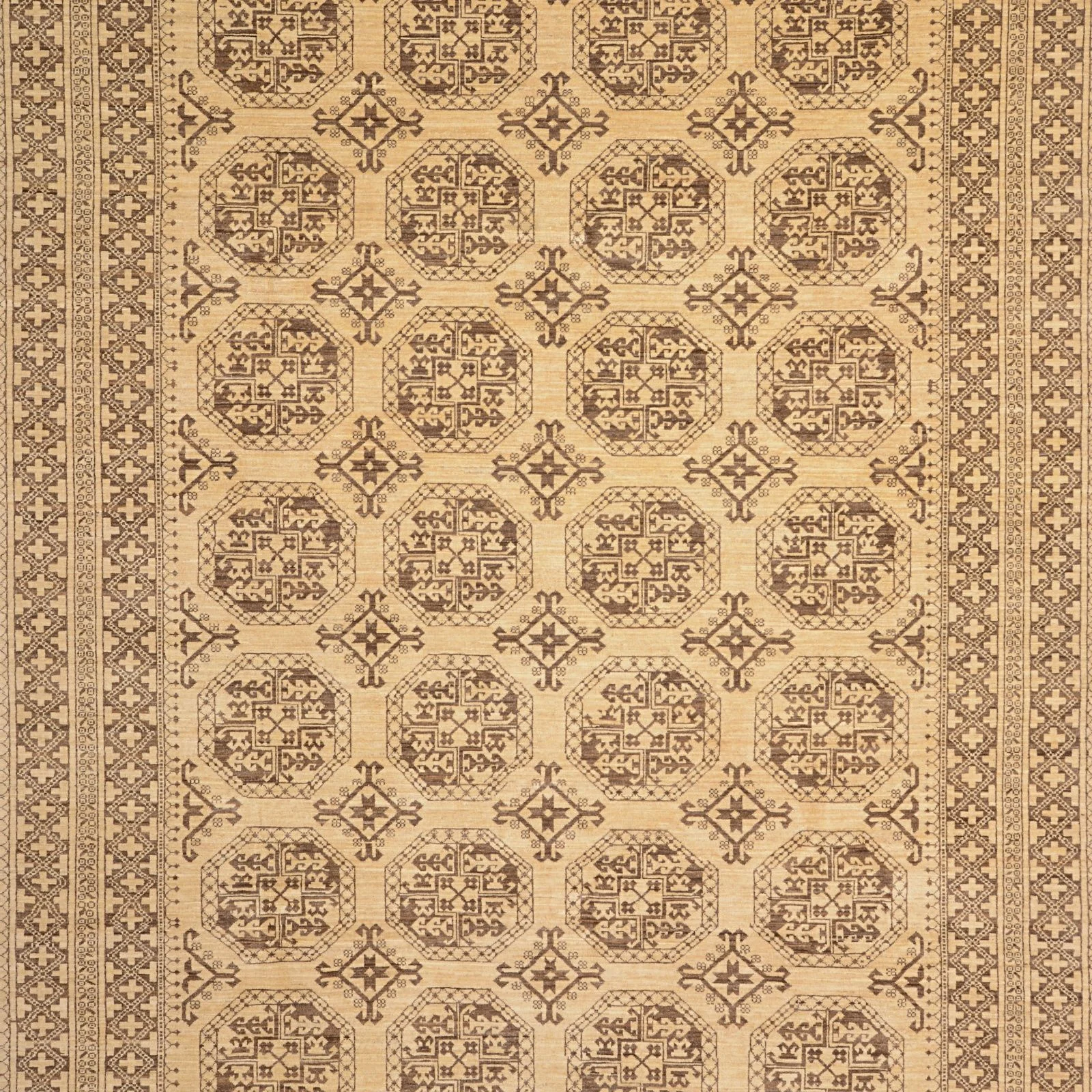 Hand-Knotted Wool Samarkand Afghan Rug, 211 × 288 cm