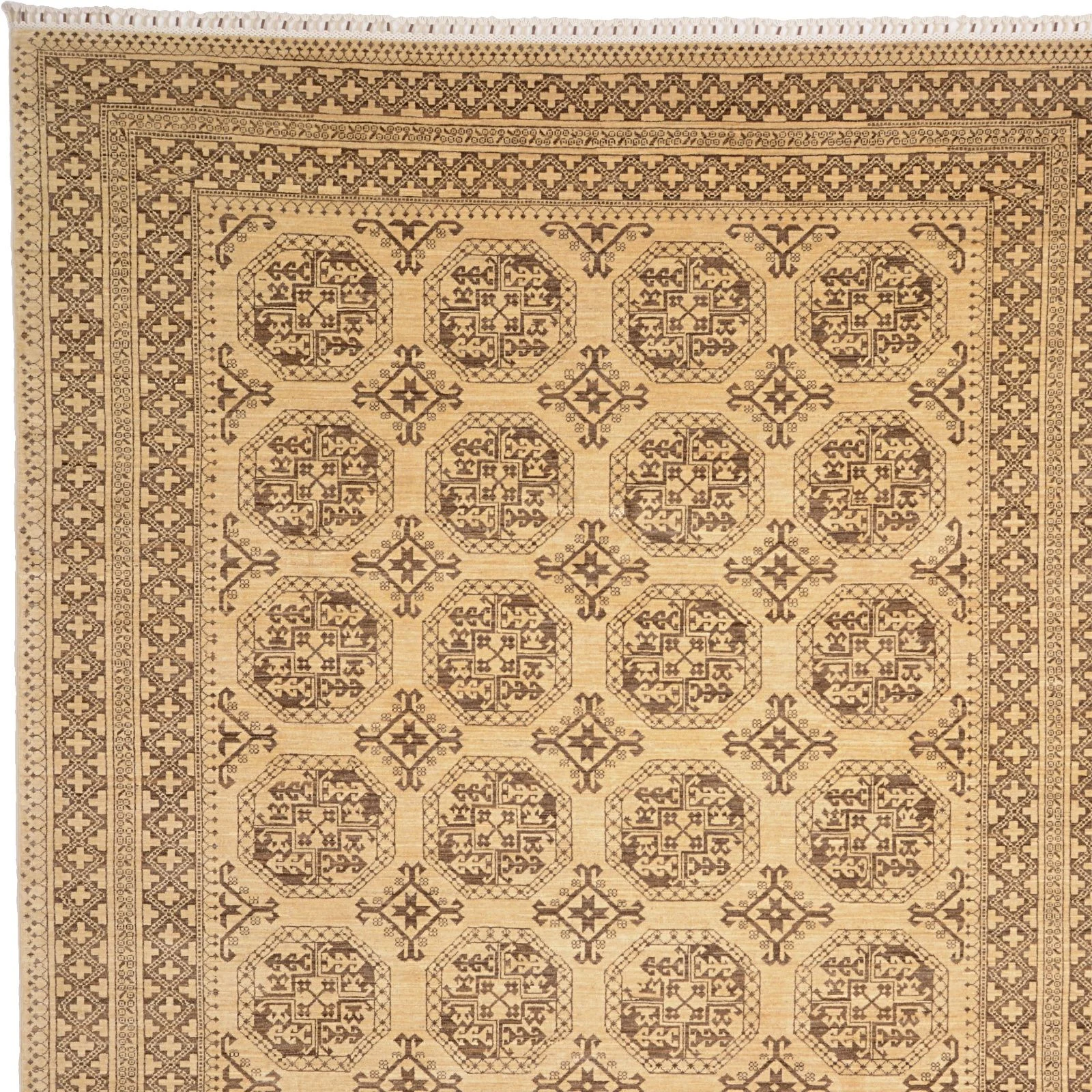 Hand-Knotted Wool Samarkand Afghan Rug, 211 × 288 cm