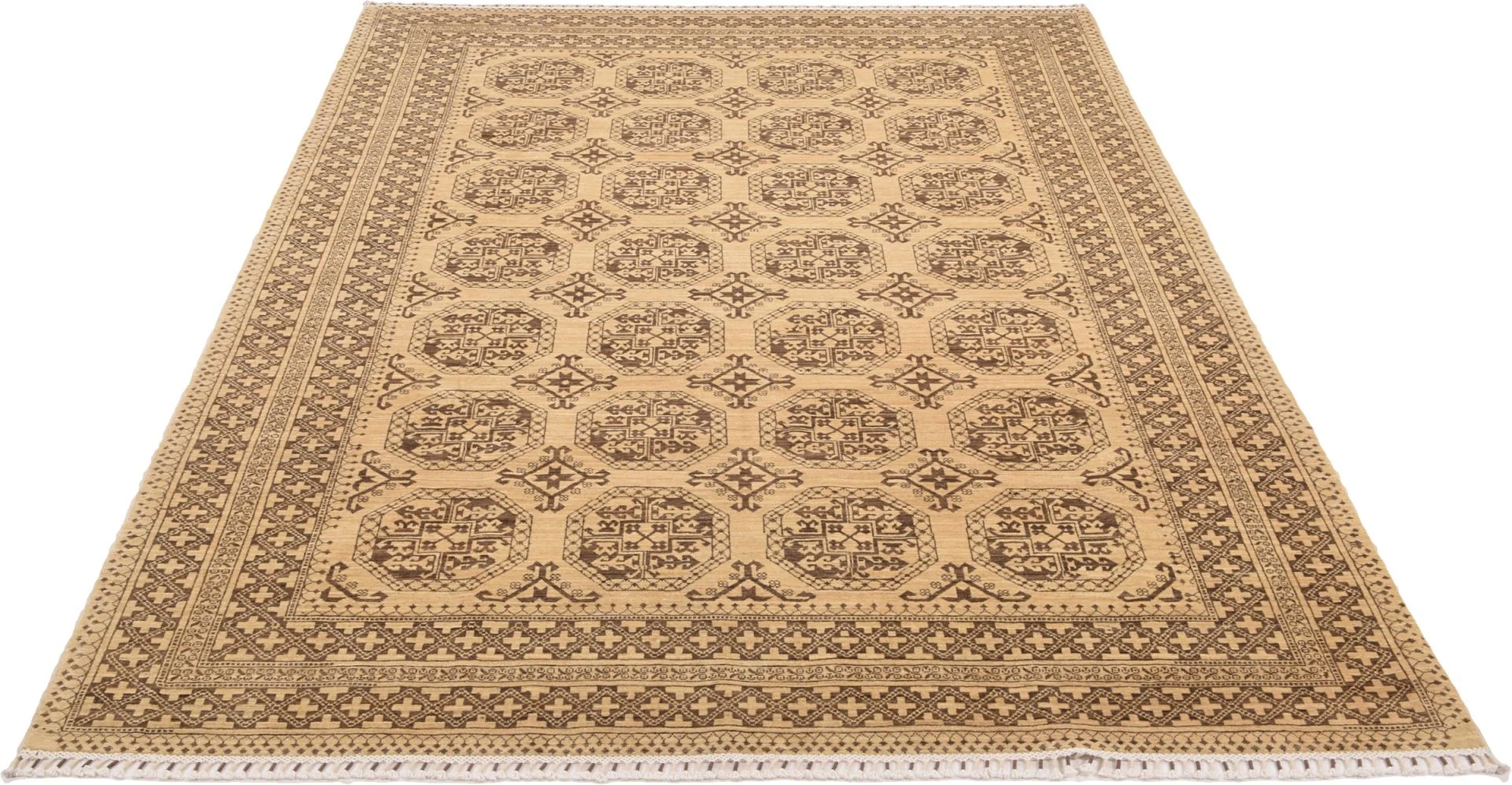 Hand-Knotted Wool Samarkand Afghan Rug, 211 × 288 cm